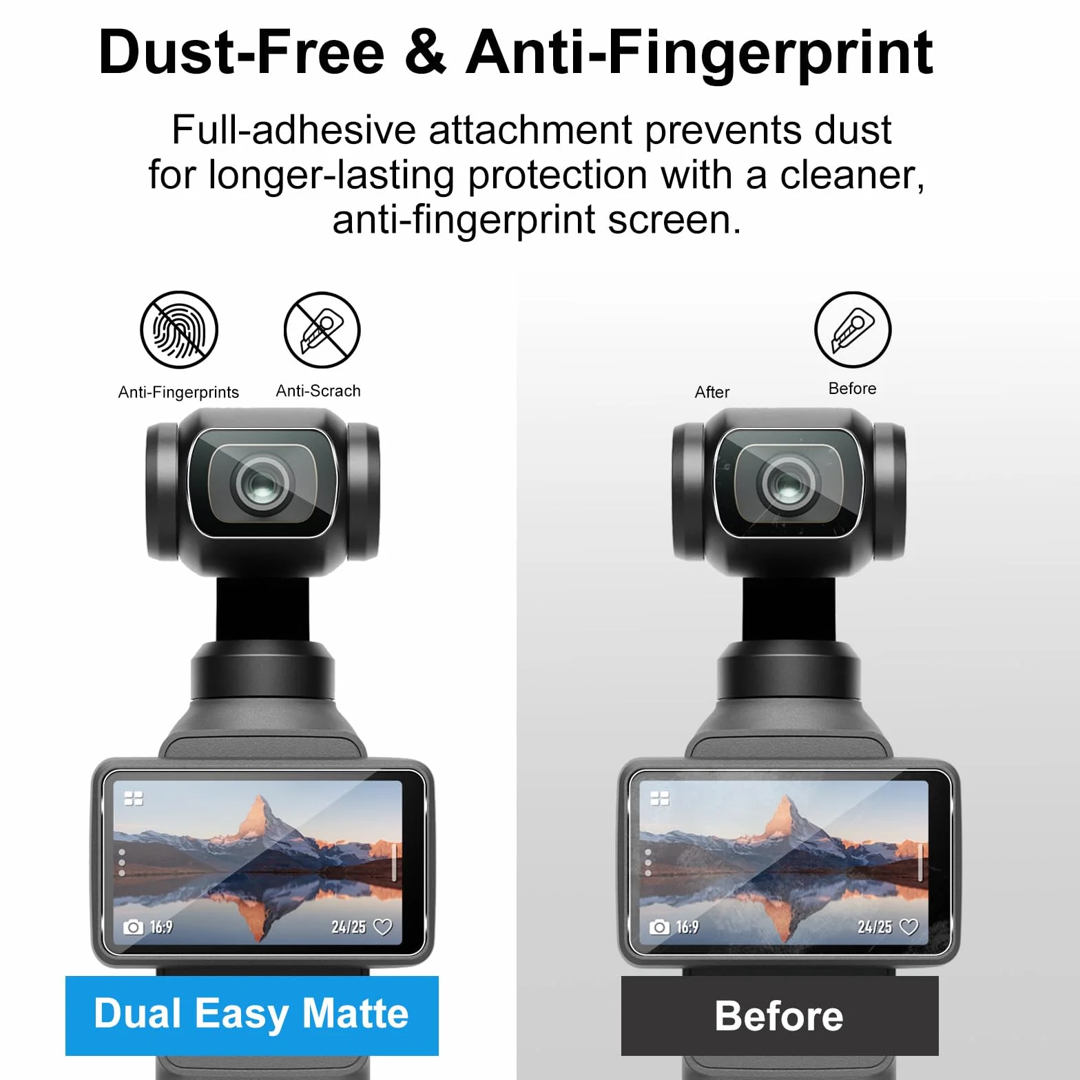 Lutree per DJI Osmo Pocket 4 Vetro Temperato, 2+2 Pezzi Pellicola Protettiva+ Pellicola Fotocamera, Durezza 9H Anti-Graffio HD Senza Bolle Protezione Schermo