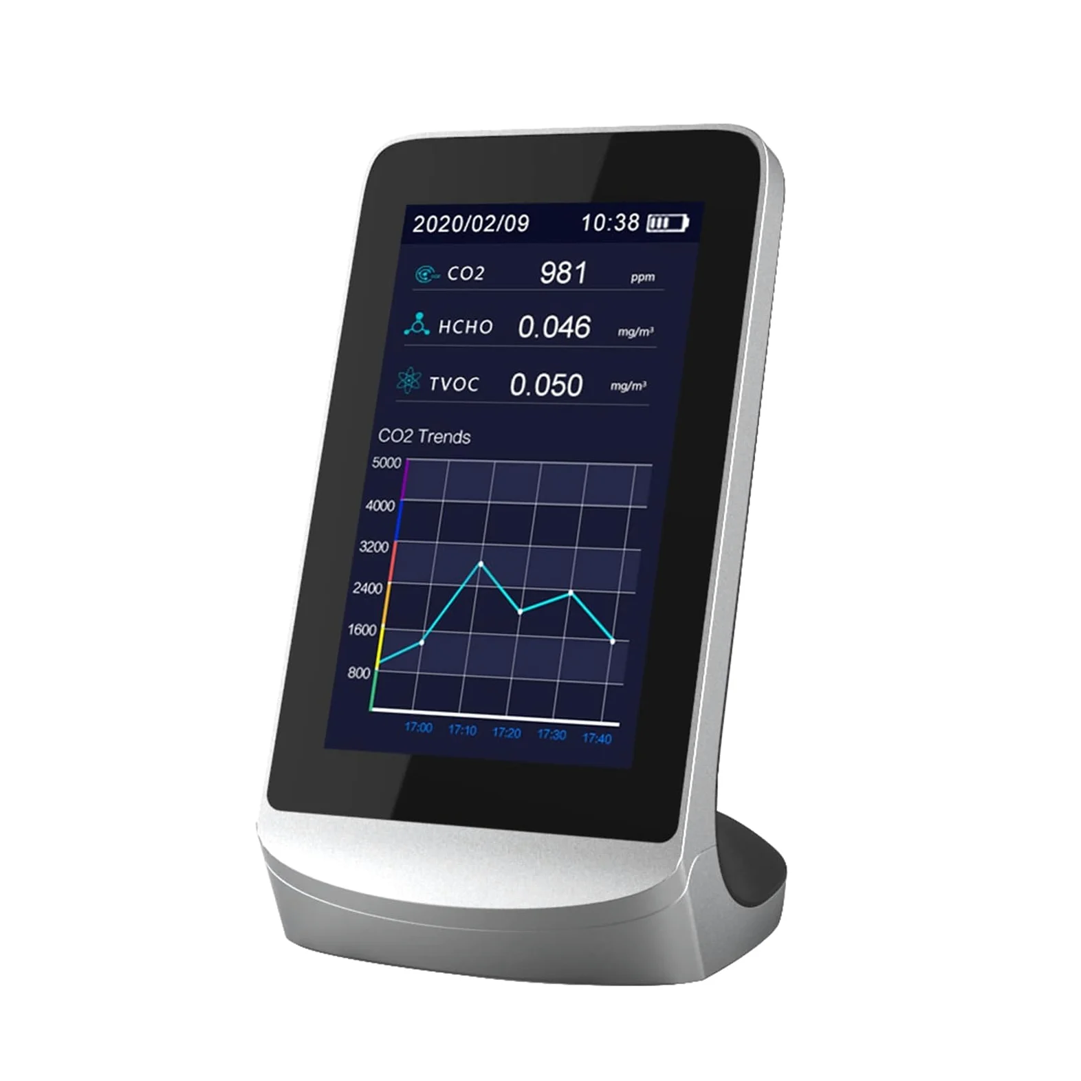 Misuratore di qualità del gas TVOC aria multifunzione for interni Analizzatore sensore anidride carbonica CO2 ad alta sensibilità Per cucina e camper