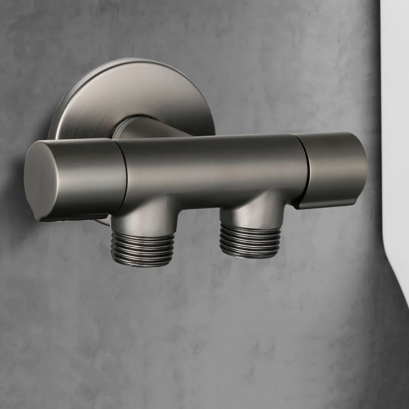 Doccetta per Bidet In Ottone Montaggio A Parete Solo Acqua Fredda | WC Collegabile con Doppia Uscita Adatto per La Pulizia Del Bagno,Grigio Canna Di Fucile