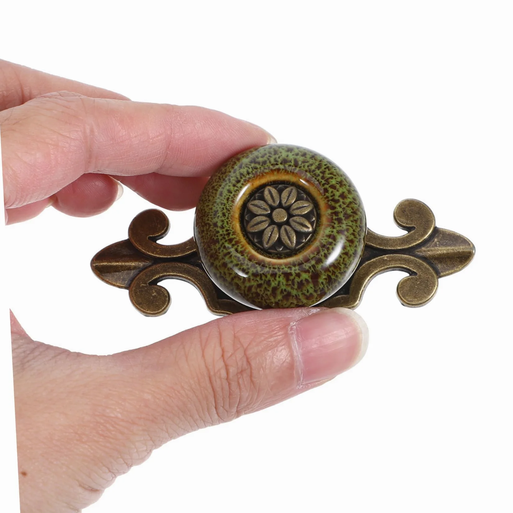 10 Pomelli per Mobili Verde in Lega di Zinco, Design Etnico Vintage, Facili da Installare, per Armadi e Cassetti