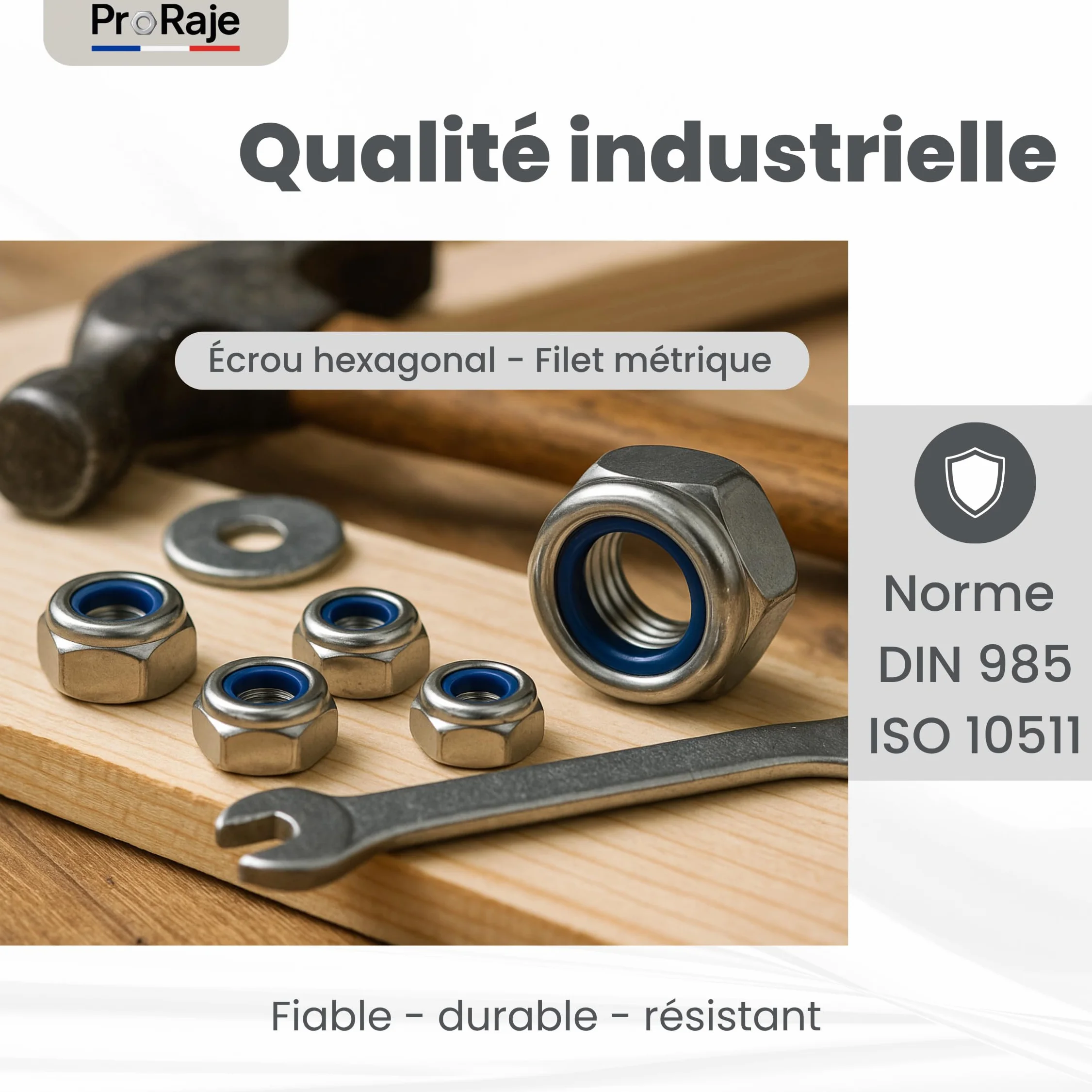 Dado Nylstop M16 in acciaio inox autobloccante esagonale DIN 985 A2-70 V2A 304 Ø 16 mm