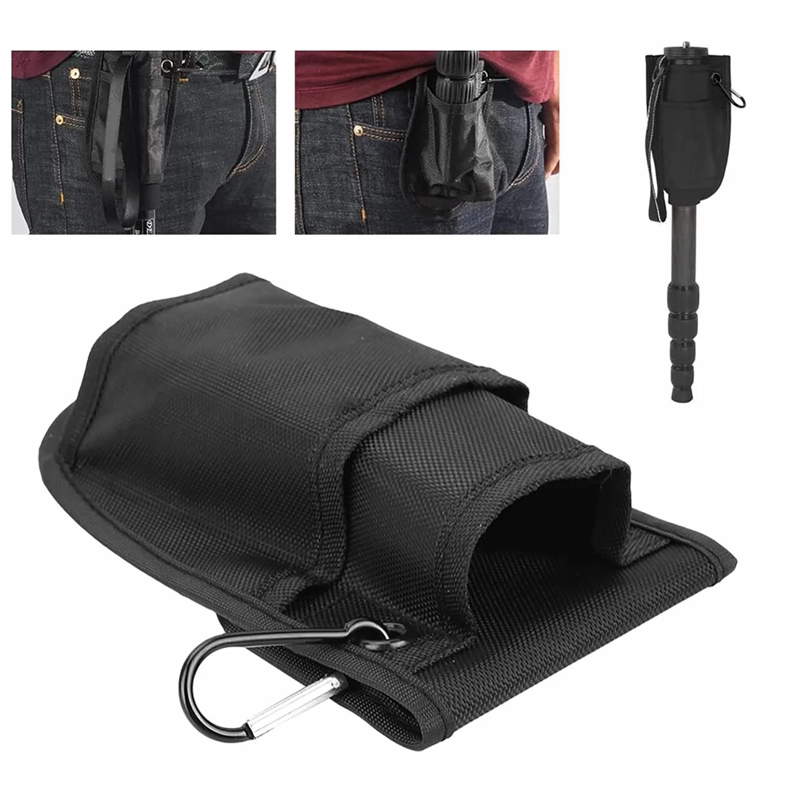 Marsupio portatile monopiede treppiede per fotocamera tascabile per DSLR supporto marsupio impermeabile monopiede cintura, Nero