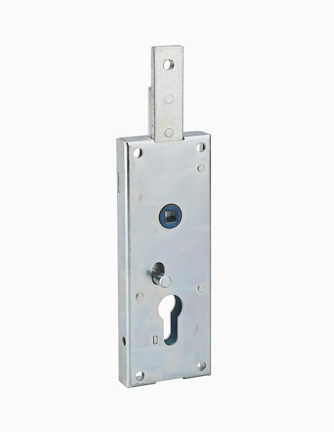 Serratura per porta basculante 1 punto in alto, a cilindro europeo, per garage, 60x160mm, quadro 7mm, zincato - THIRARD