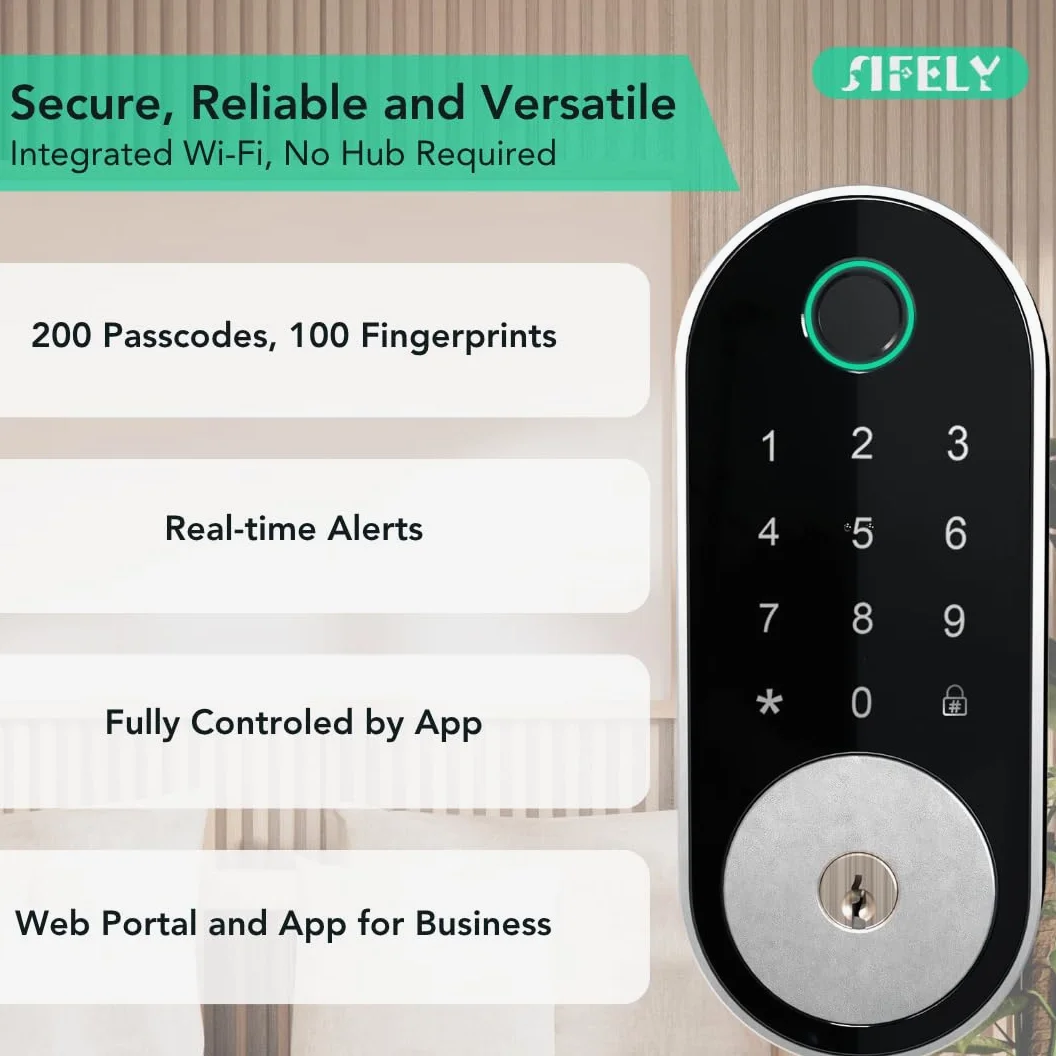 Serratura intelligente WiFi integrata con tastierino: serratura Sifely Keyless Entry, tastiera digitale, catenaccio elettronico con accesso a impronte digitali e codice, blocco automatico, facile da