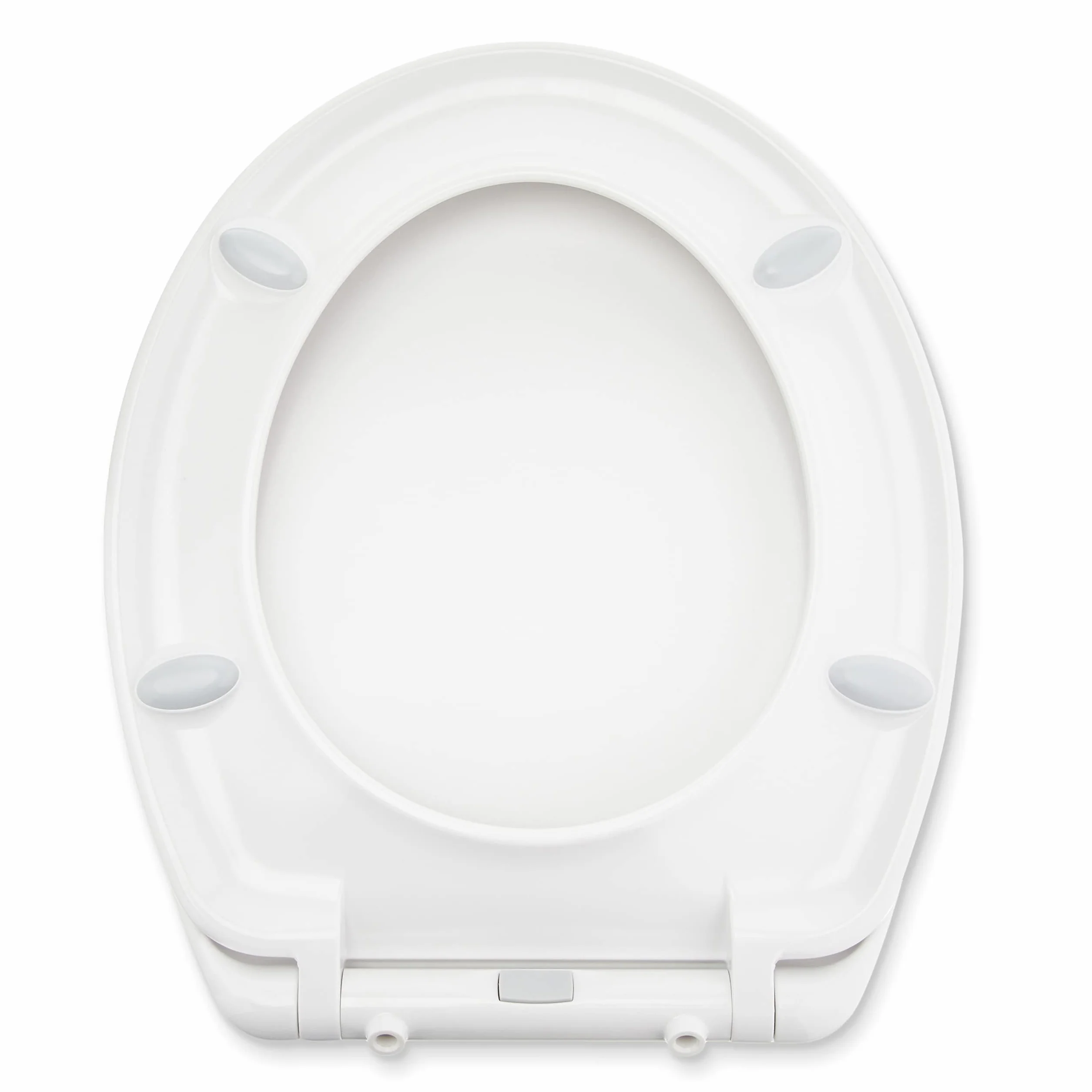 Amazon Basics Ovale Sedile WC in urea, resistente, con chiusura ammortizzata e sgancio rapido, dimensioni universali, 37 x 42.5 cm, Bianco