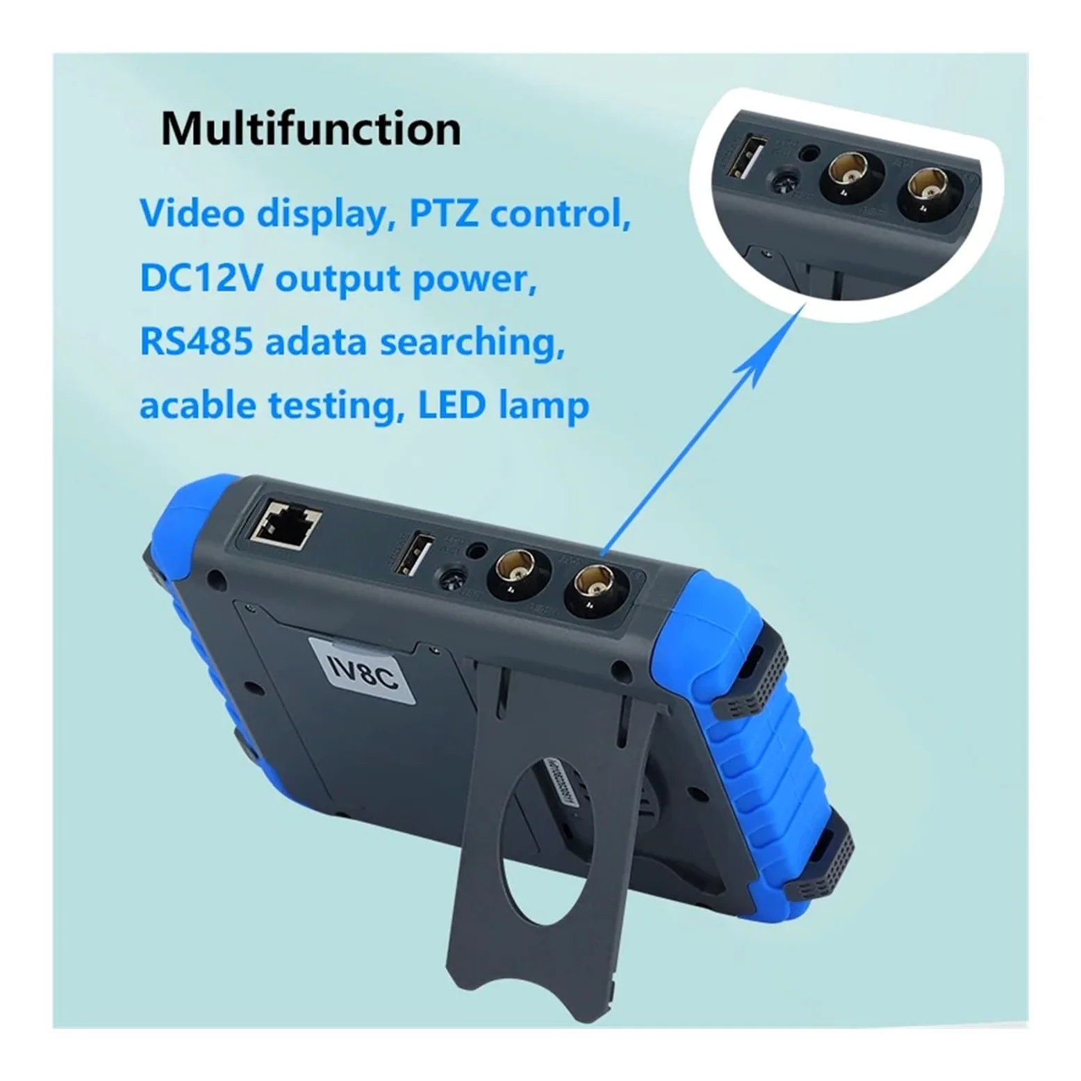 Tester CCTV, Tester for telecamera di sicurezza CCTV coassiale HD da 8 MP AHD TVI CVI CVBS Tester for telecamere di sicurezza alimentato DC12V portatile Tester video da 5 pollici