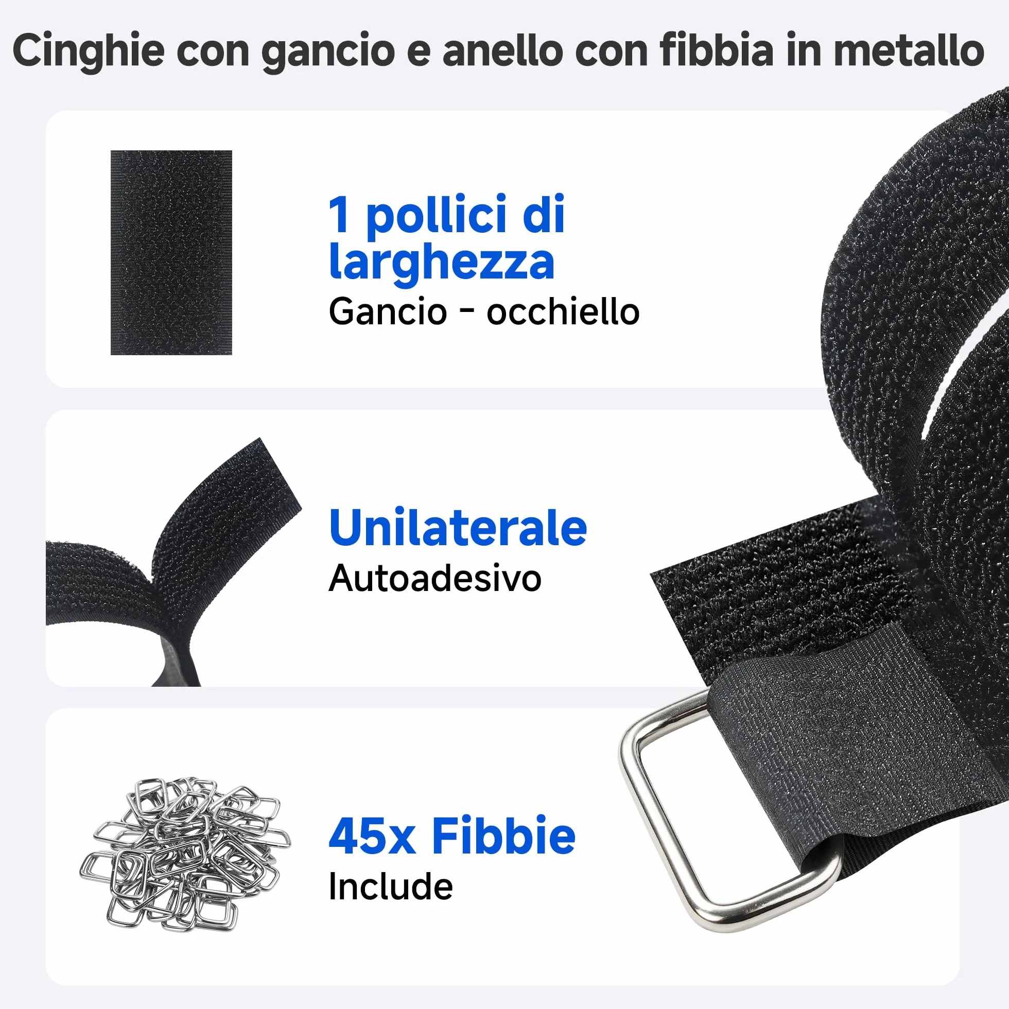 Cable Matters Cinghie a strappo con fibbia 9 m 45 fibbie metalliche regolabili per cavi 25 mm nero