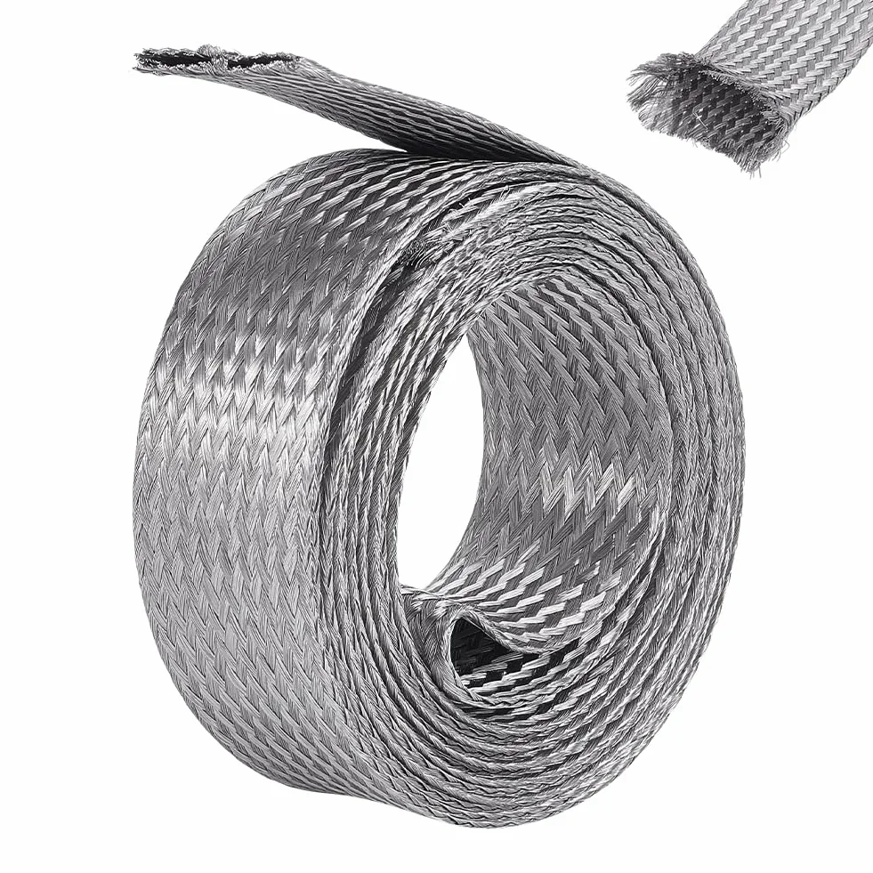 UNICRAFTALE Treccia metallica intrecciata in acciaio inossidabile 30 mm di larghezza 3 m guaina schermatura cavi nastro metallico flessibile estensibile per protezione cavi elettrici
