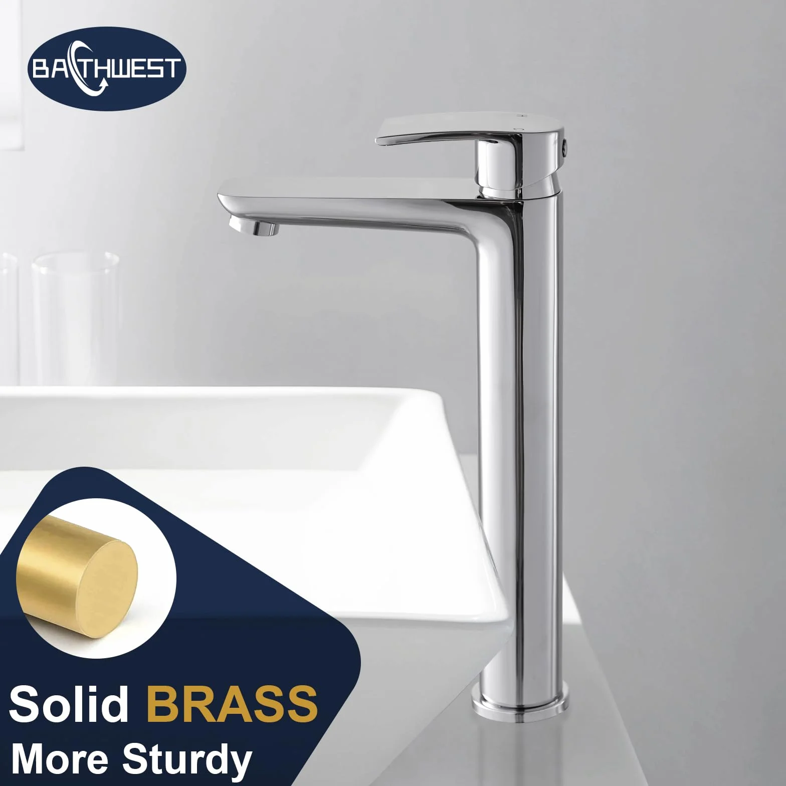 922L - Rubinetti miscelatore per lavabo, monoblocco moderno, in ottone cromato