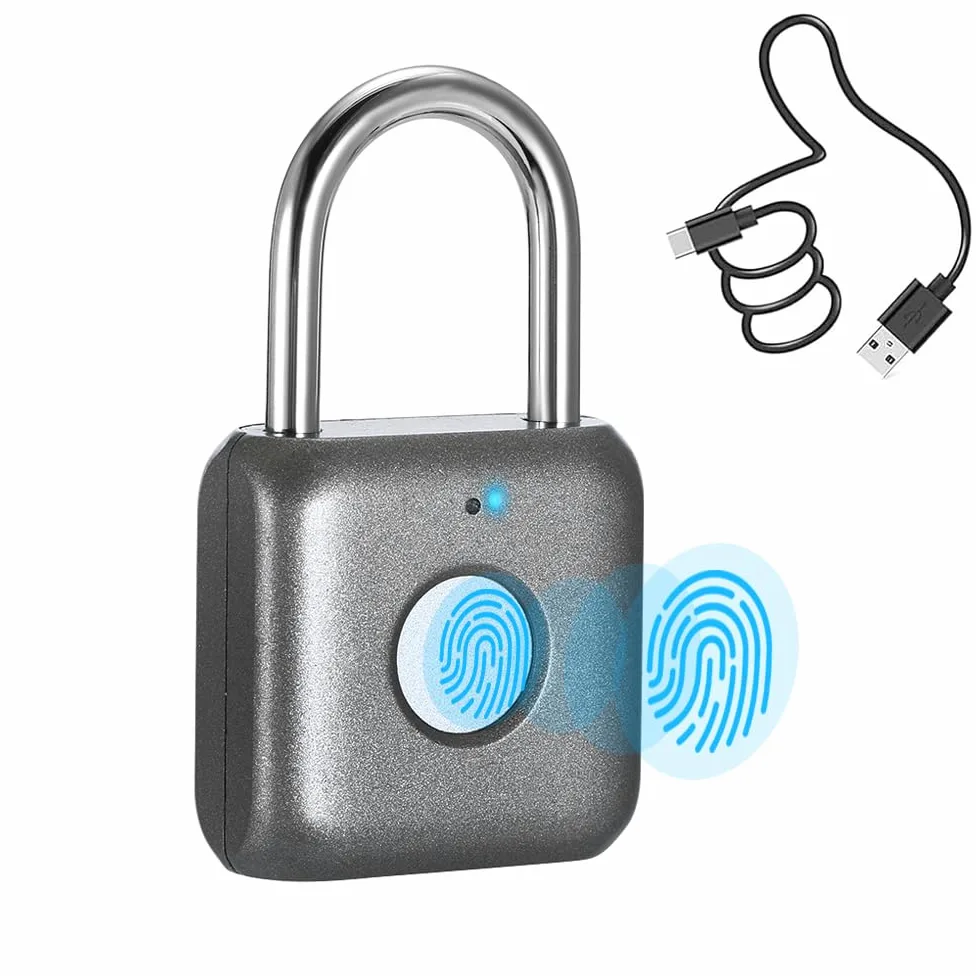 Lucchetto con impronta digitale eLinkSmart Lucchetto a combinazione Keyless Locker Lock per palestra, armadietto, zaino, valigia, bagagli, piccolo lucchetto da palestra in metallo P8 grigio