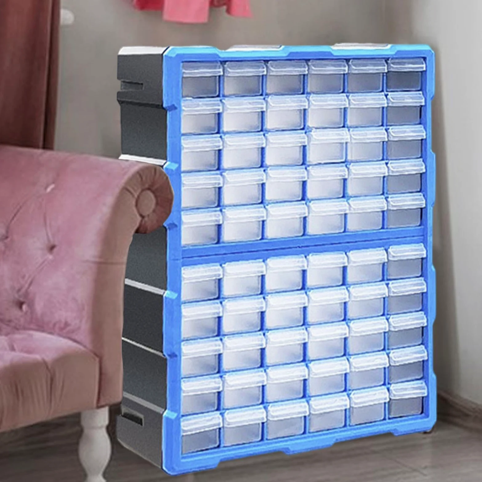Organizer per viti – Cassettiera con 60 scomparti | Armadio per hardware e | bricolage facilmente impilabile per dadi e bulloni, viti, gioielli