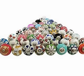 Manopole decorative rotonde in ceramica dipinta a mano, 50 pezzi assortiti