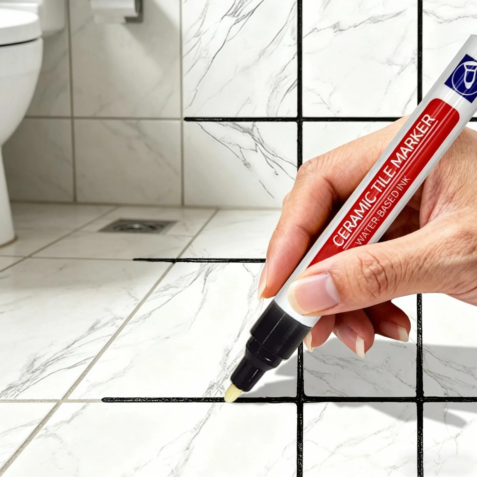 Pennarello per giunzioni piastrelle impermeabile riparazione bagno cucina 2 pezzi