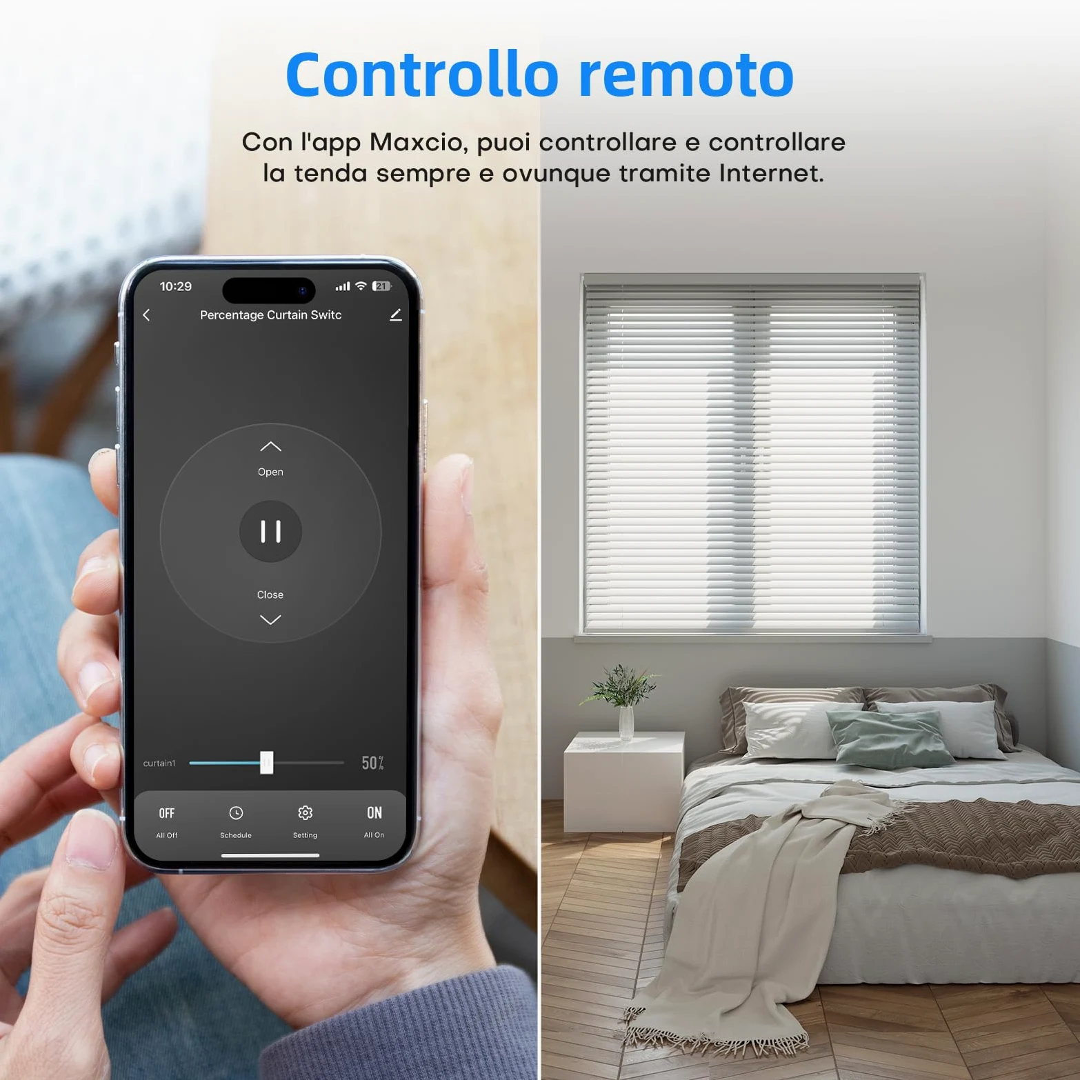 Maxcio Interruttore per tapparelle WiFi Connected, Interruttore per tende Compatibile con HomeKit, Alexa e Google Home, Controllo percentuale, Controllo remoto e Controllo vocale (2 Packs)