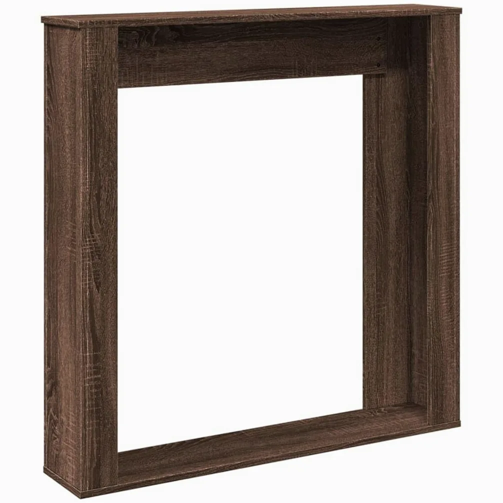 Rantry Arredo Cornice per Camino Rovere Marrone 100x20x100 cm in Truciolato, Mobilia Cornice Camino, Camino da Pavimento con Cornice e Bruciatore, Accessori Camino, Cornice Legno