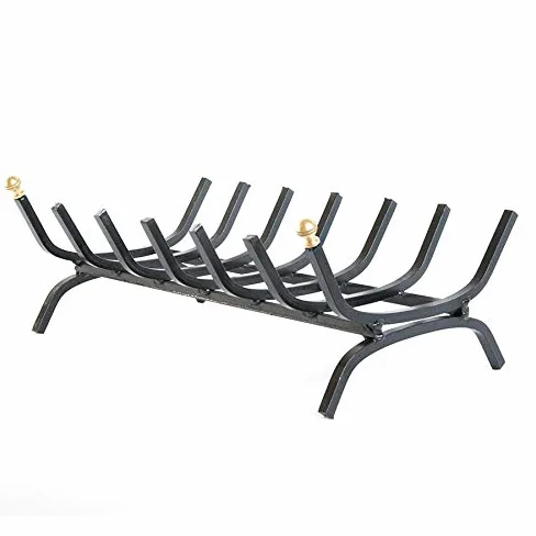 Brucialegna per camino caminetto in ferro con pomelli in ottone 50 cm