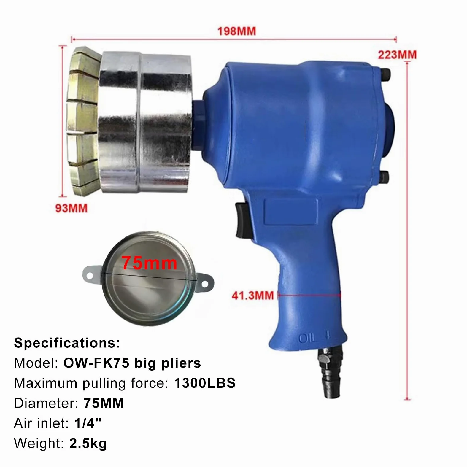 Pinza crimpatrice pneumatica per 55 galloni, pinze tappatrici non elettriche per sigillatura da 30-40 mm e 69-75 mm