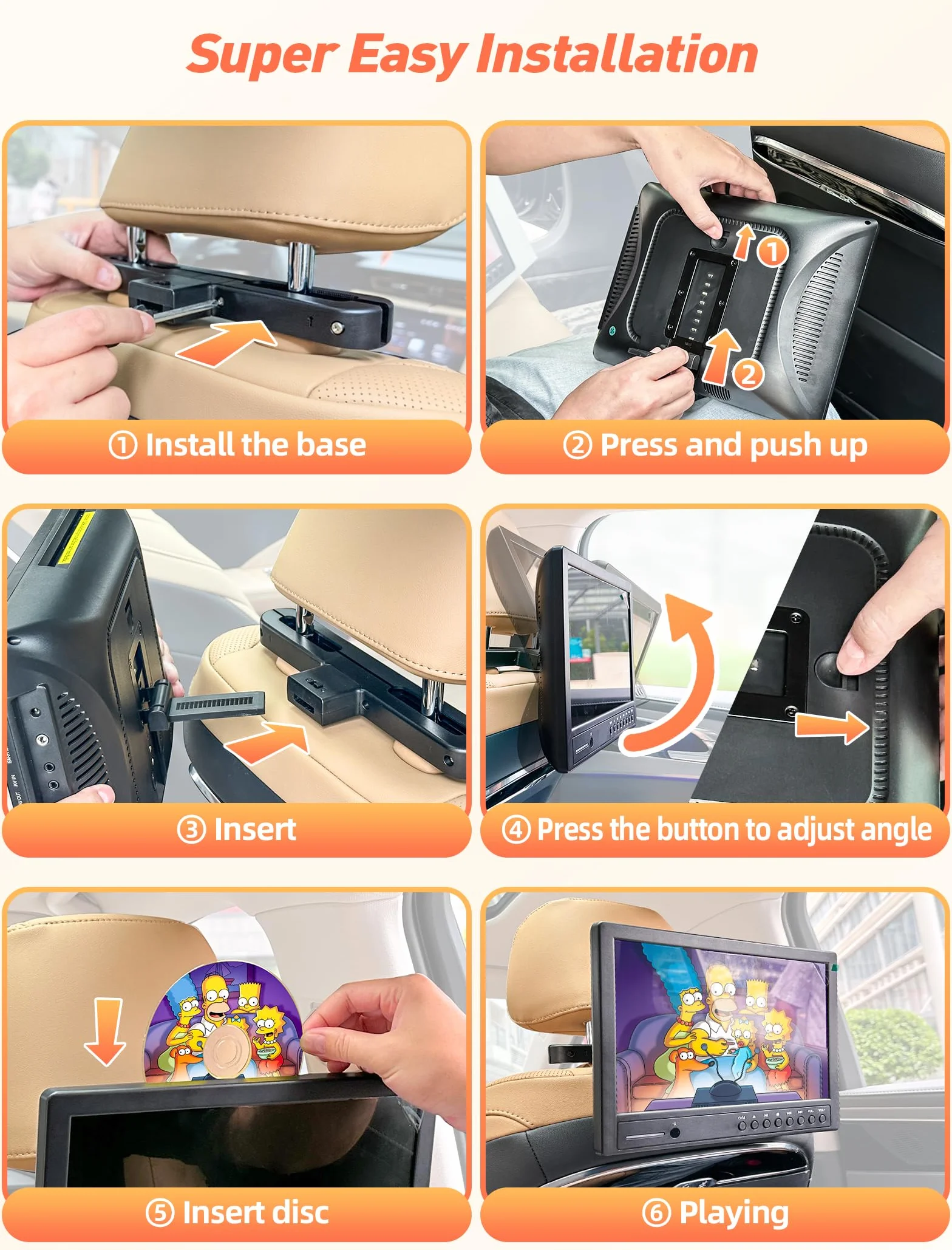 Arafuna Lettore DVD Portatileda 12,5" Dual Auto, TV per Auto Ingresso HDMI, AV-in e Out, Lettore di Schede USB/SD, Ultima Memoria