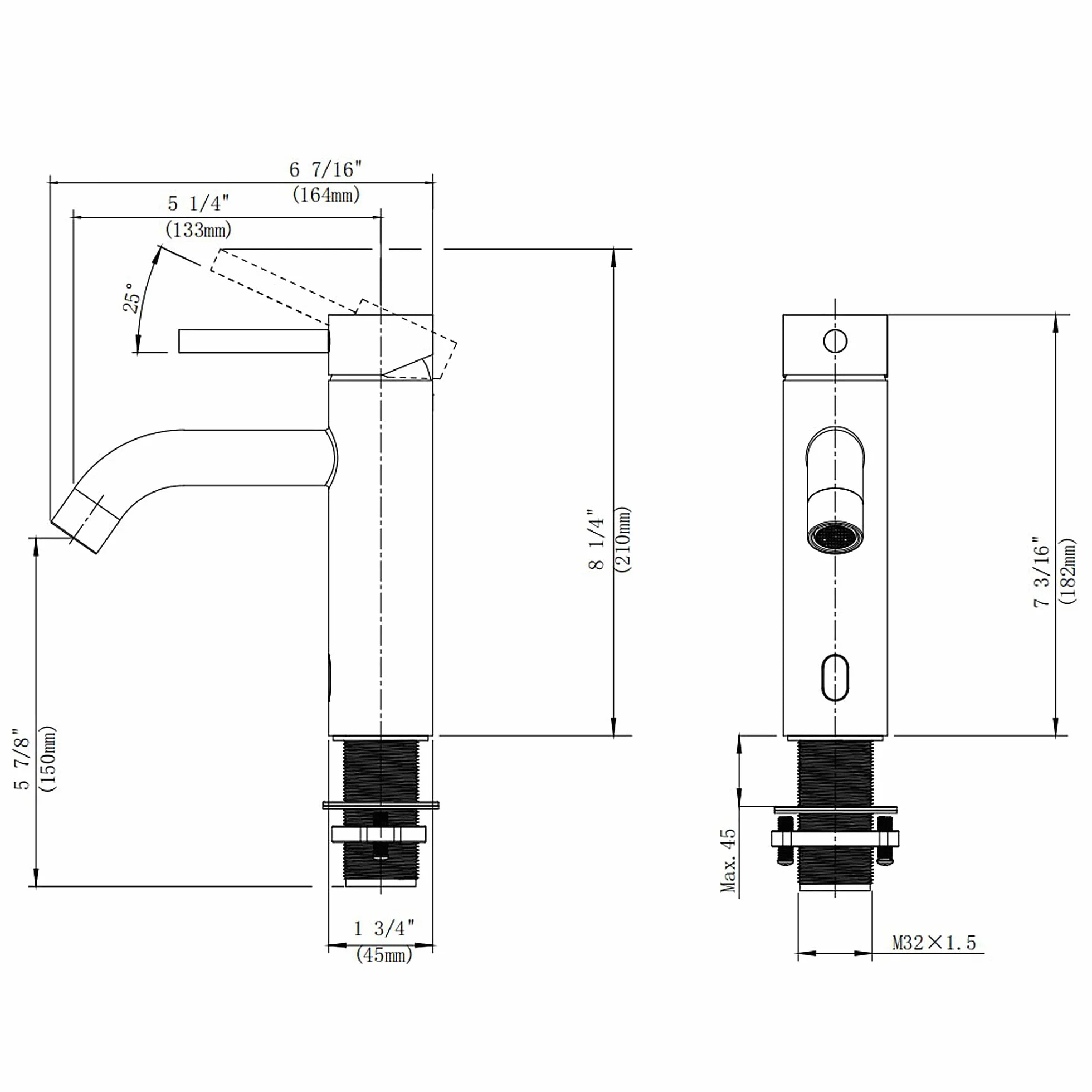 Rubinetto con Sensore Infrarossi Automatico per Lavabo Bagno Acciaio Inossidabile Cromo Argento
