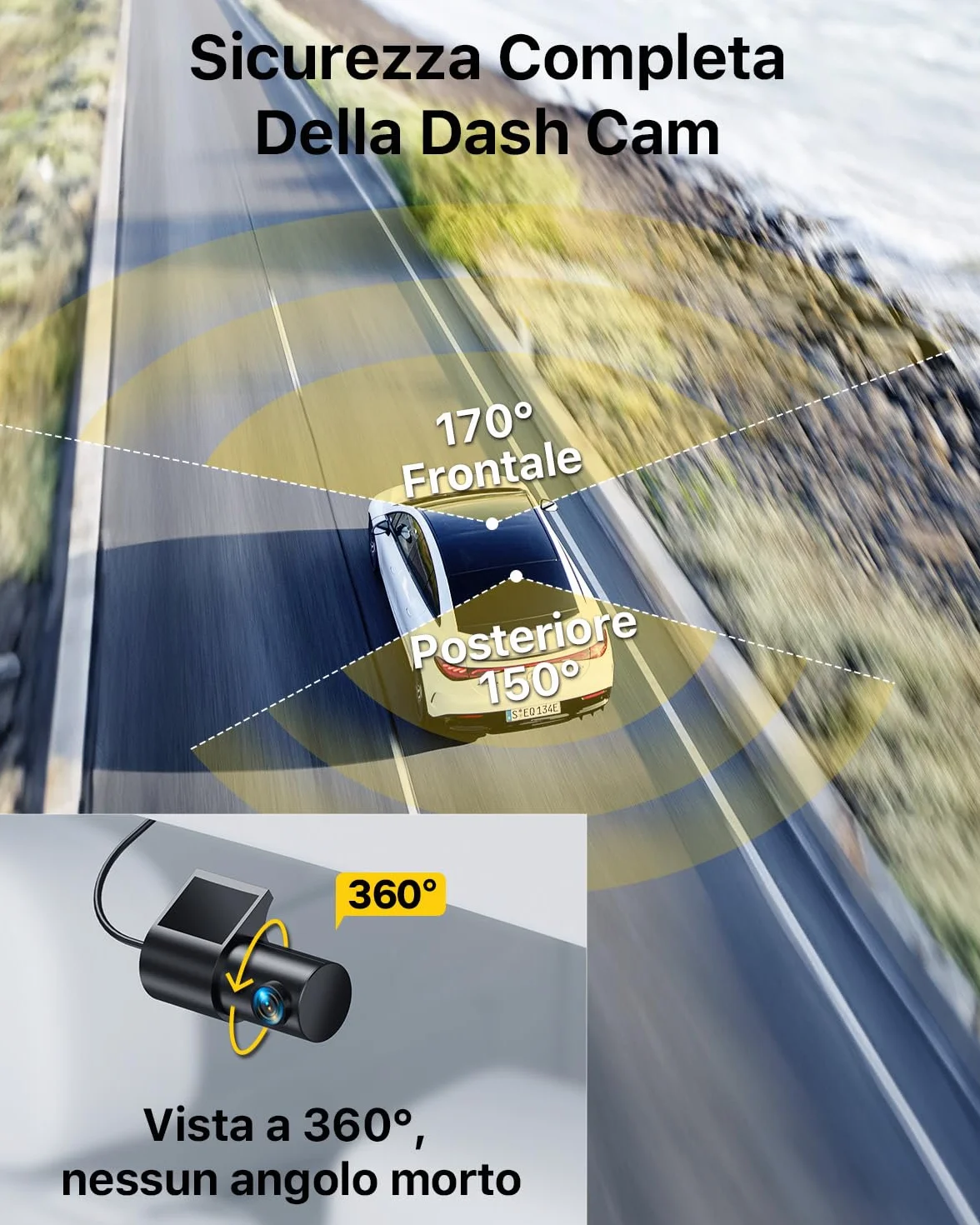 GKU dash cam auto 4K+1080P Fronte/Retro, dash cam con 5.8GHz WiFi e GPS, Touchscreen 3.18", Visione Notturna WDR, Monitor Parcheggio 24H, Sensore G, Loop Recording, Controllo App.