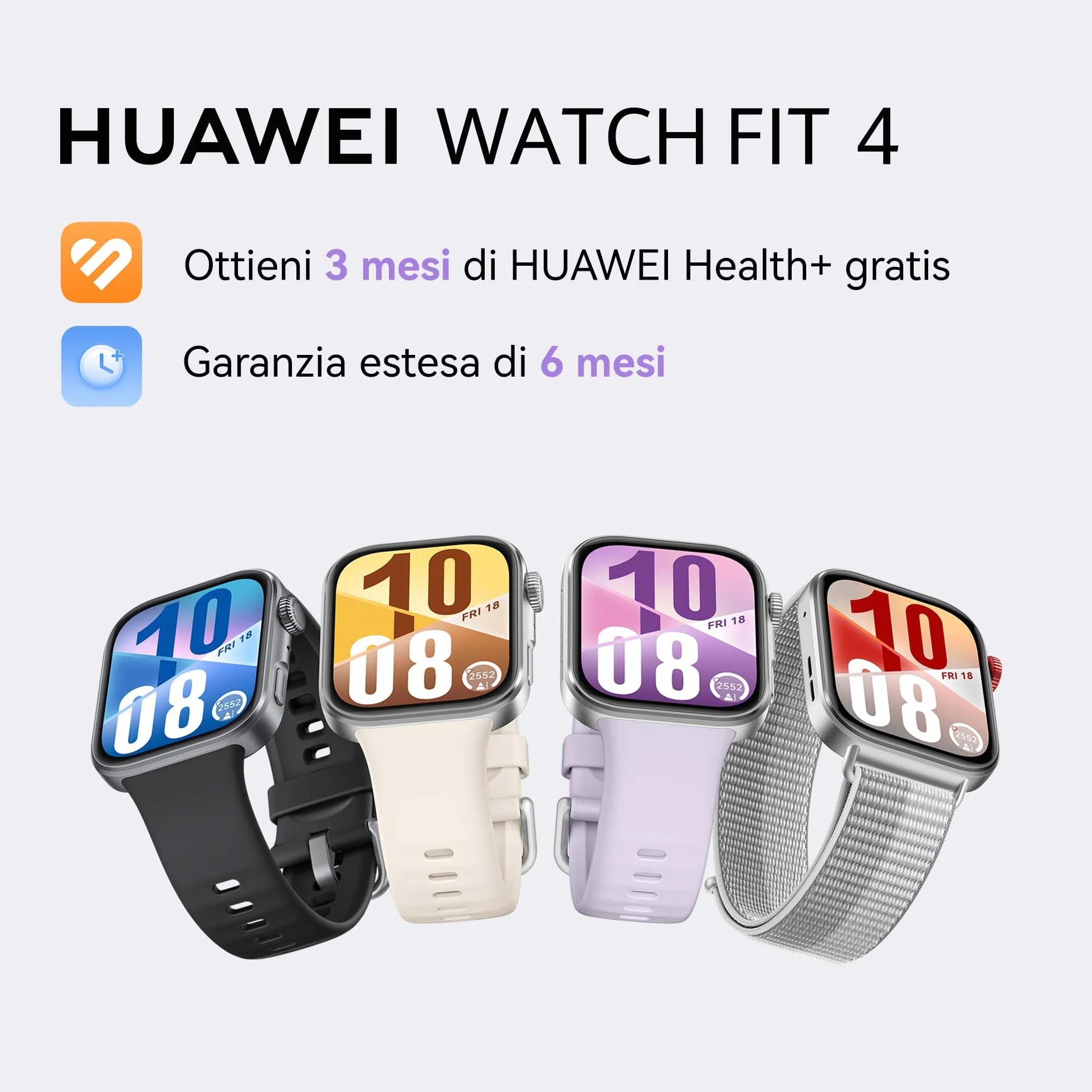 HUAWEI WATCH FIT 4 Smartwatch, 100 Modalità di Allenamento, Ultra-sottile, Fitness Tracker, iOS & Android, Cassa in Alluminio, Batteria fino a 10 Giorni, 1.82”Display AMOLED, GPS, 30 mesi di Garanzia