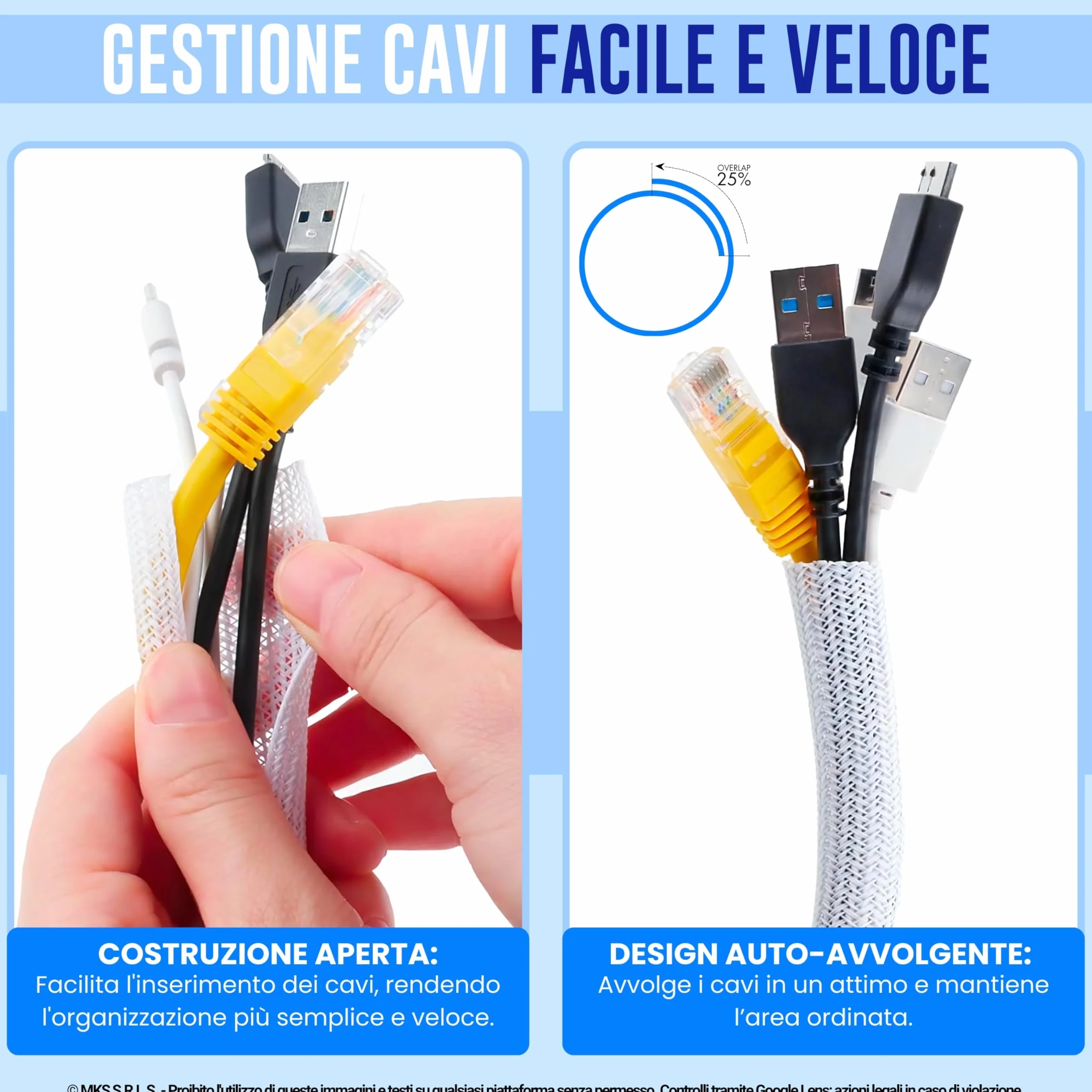 Guaina Cavi SELF-CLOSING Ø 6mm L 8mt BIANCO