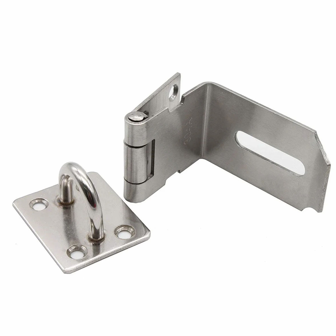 Scrocco Hasp per Porta a 90 Gradi, Chiusura a Scatto in Acciaio Inox Nichel Satinato per Porte Scorrevoli e Da Fienile