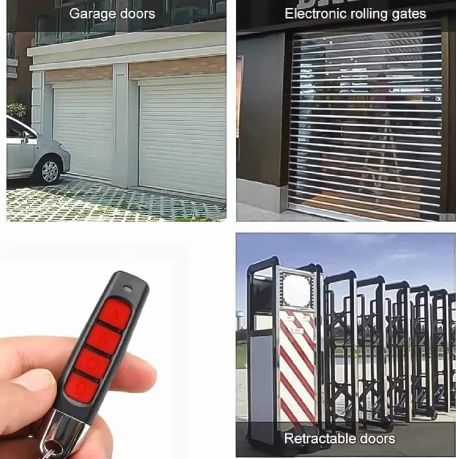 Duplicatore di telecomandi 4 in 1, duplicatore di telecomandi per auto, porte di garage, copia codice fisso e Rolling Code (4 pezzi)