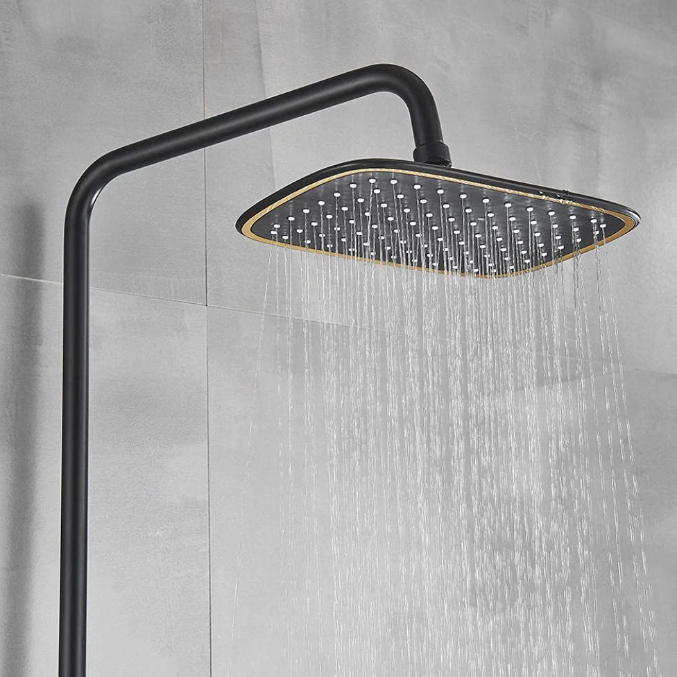 Rubinetto per Bagno, Doccia a Pioggia, Miscelatore per Vasca da Bagno a Parete, Set di rubinetti per Bidet, Nero Opaco, Oro Opaco A