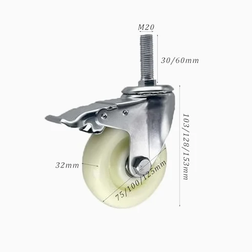 per carichi Pesanti di bloccaggio Ruote per carrelli Set da 4, Industriale Ruote girevoli con M20 Perno filettato, Antiscivolo Design per Banco da Lavoro