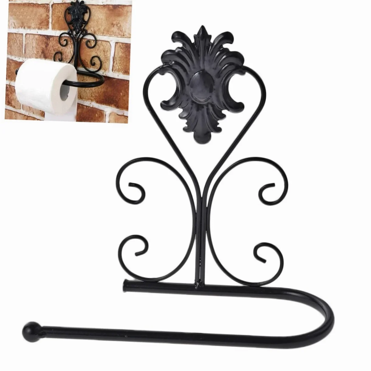 Cabilock 3pezzi Portarotolo Da Parete Ottone Antico Supporto Per Carta Igienica Retro Accessori Bagno Eleganti Nero Facile Installazione Inclusa