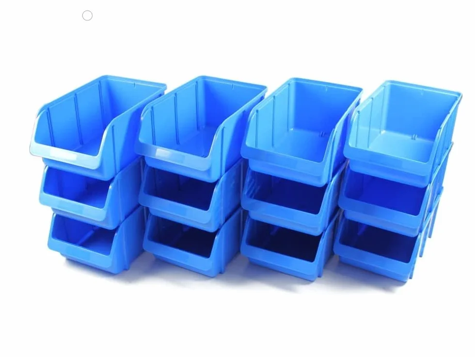 Scatole a vista impilabili in polipropilene PP misura 4 blu 207x155x332 mm per officina garage magazzino