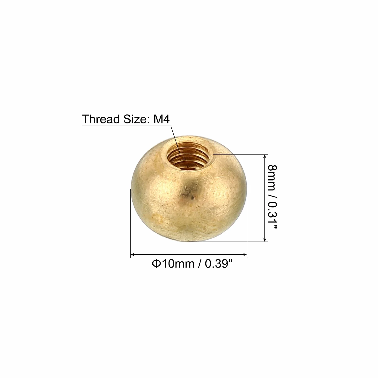 PATIKIL Ottone Sfera Dadi Pomello M4x0.7 10pz Lampada Decorazioni Vite Cappucci