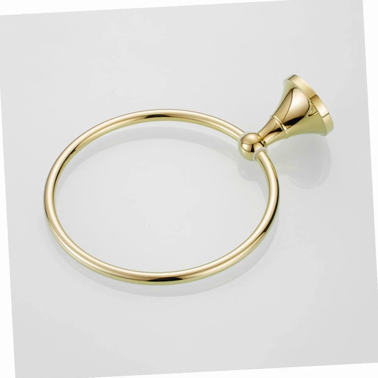 Anello Porta Asciugamano Rotondo in Ottone Placcato Oro | Finitura Anticata Spazzolata, per Casa e Scuola, Stile Elegante e Semplice