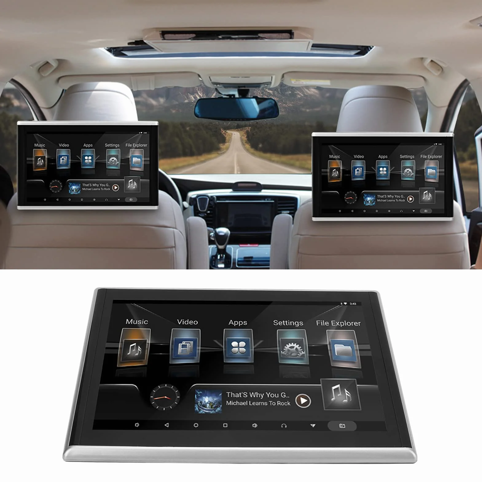 Fockety Lettore video poggiatesta per auto, 9In Car 4K WIFI Bluetooth Touch Screen TV poggiatesta MP3 MP4 WMA AVI Monitor per poggiatesta Monitor multimediale digitale con trasmettitore FM