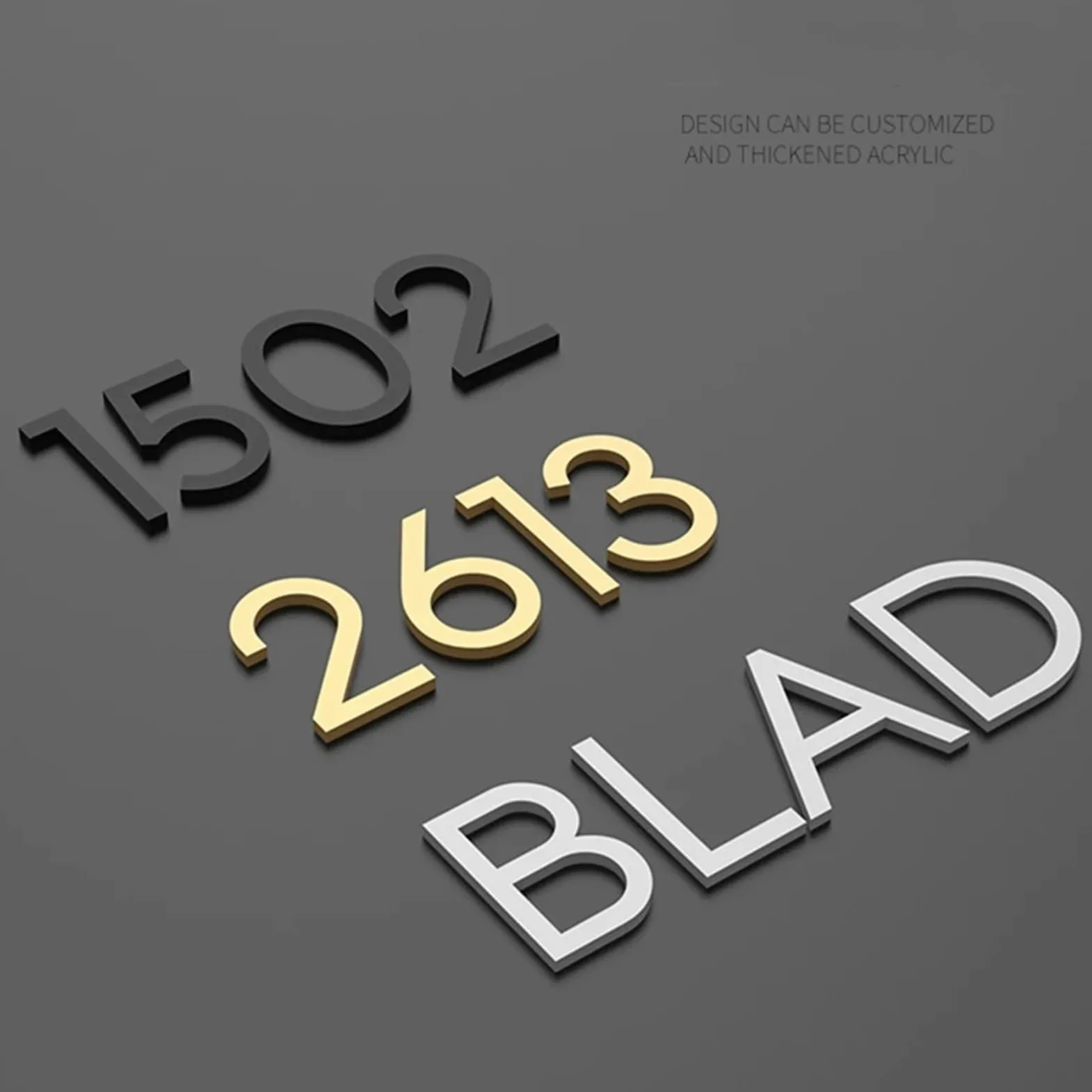 Numeri Civici Adesivo da parete con numero galleggiante in acrilico 3D Decorazione for l'esterno della casa in stile nordico(WHITE,15cm)