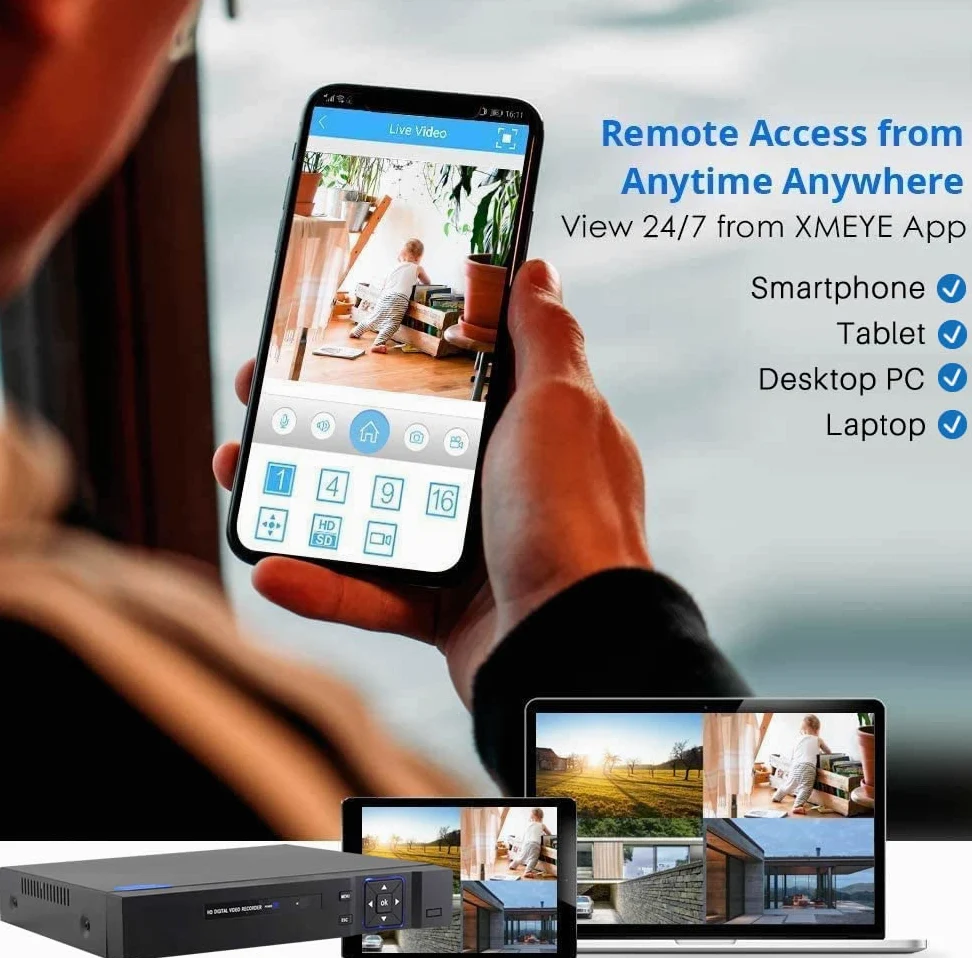 Registratore DVR CCTV ibrido a 8 canali, 1080P Lite 8CH 5-in-1 HD, supporta 720P/1080P IP, AHD/TVI/CVI e telecamere analogiche 960H (senza HDD)