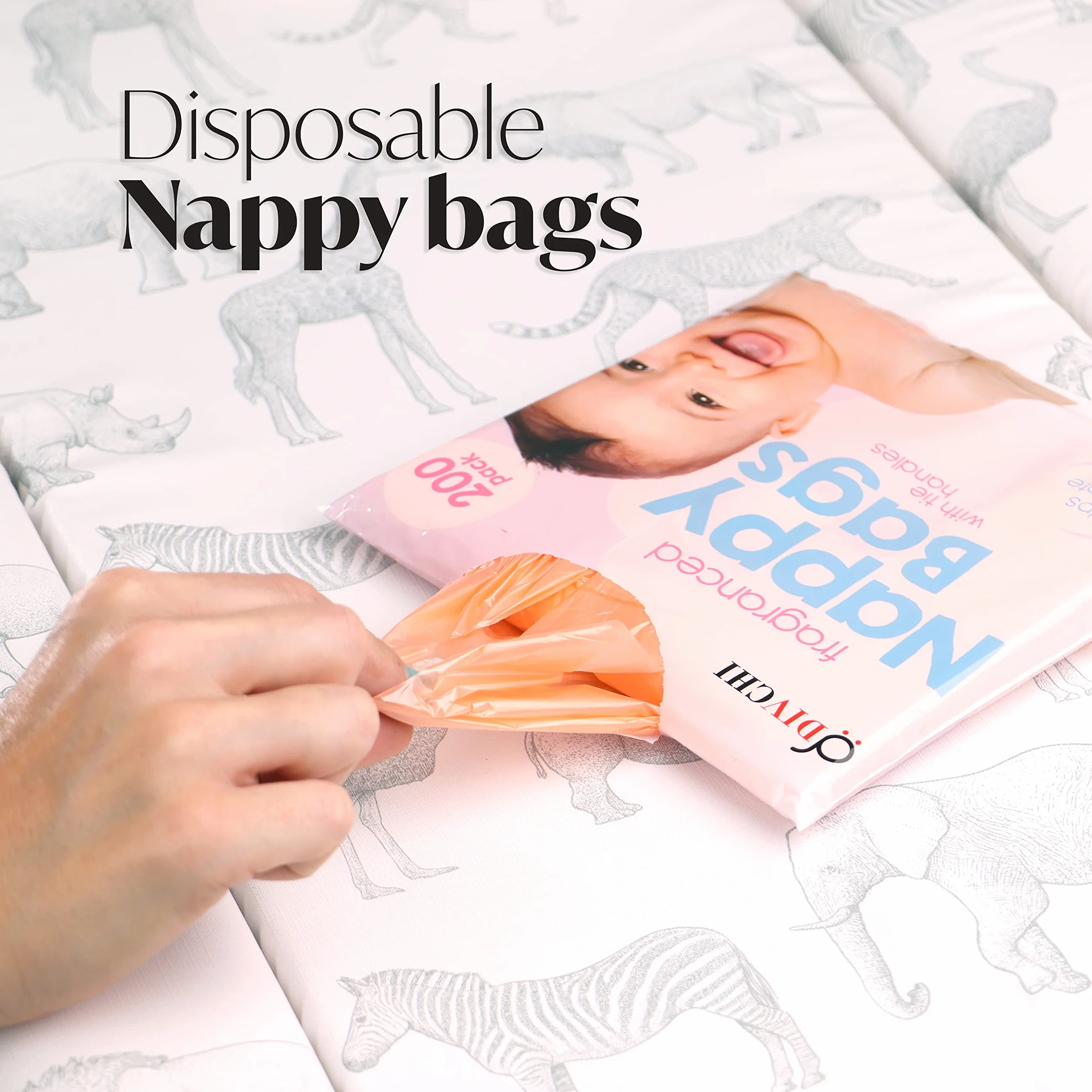 DIVCHI Baby Sacchetti per pannolini usa e getta dispenser antibatterici profumati 4 x 200 pezzi