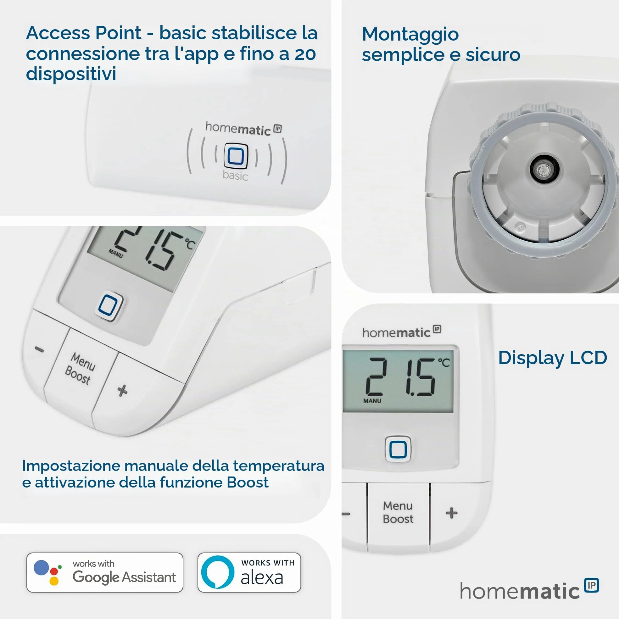Homematic IP Smart Home Starter Set di riscaldamento – Basic, controllo digitale per riscaldamento con o senza app, Alexa, Google Assistant, facile installazione, termostato, termostato per