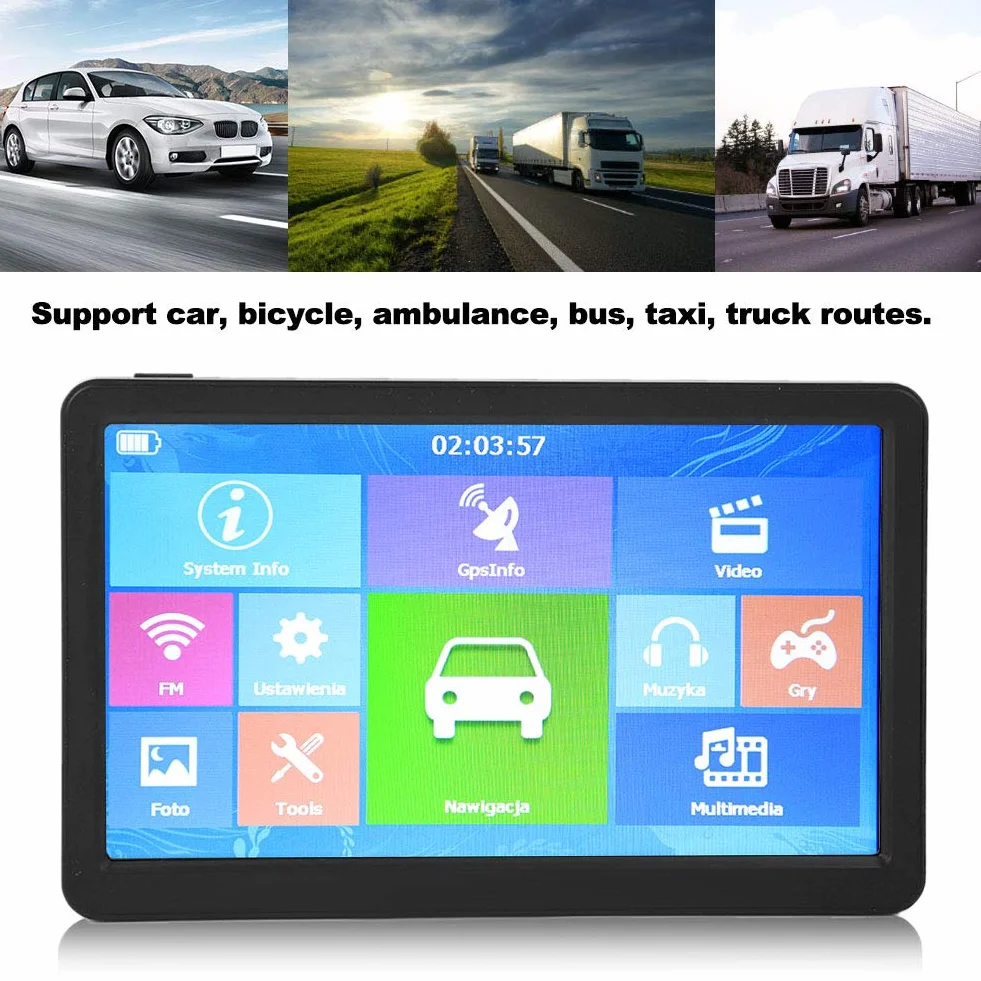 Navigatore GPS per camion per auto Navigatore per auto 9 pollici 8G 256M Radio FM di navigazione GPS con navigazione vocale, Avviso autovelox, Aggiornamento mappe
