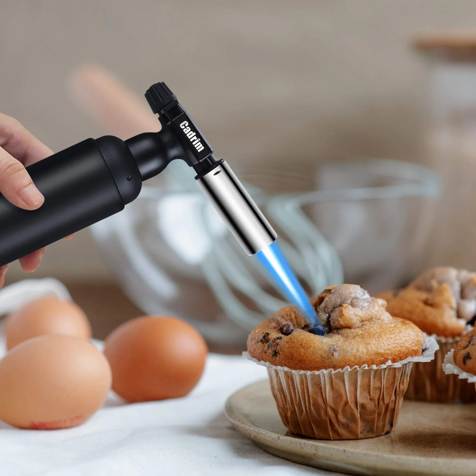 Cadrim Torcia Butano Grande Torcia Professionale Potente Accendino da Cucina Ricaricabile Torcia da Cucina Regolabile per Cottura al Forno Saldatura Artigianato (NO Carburante)