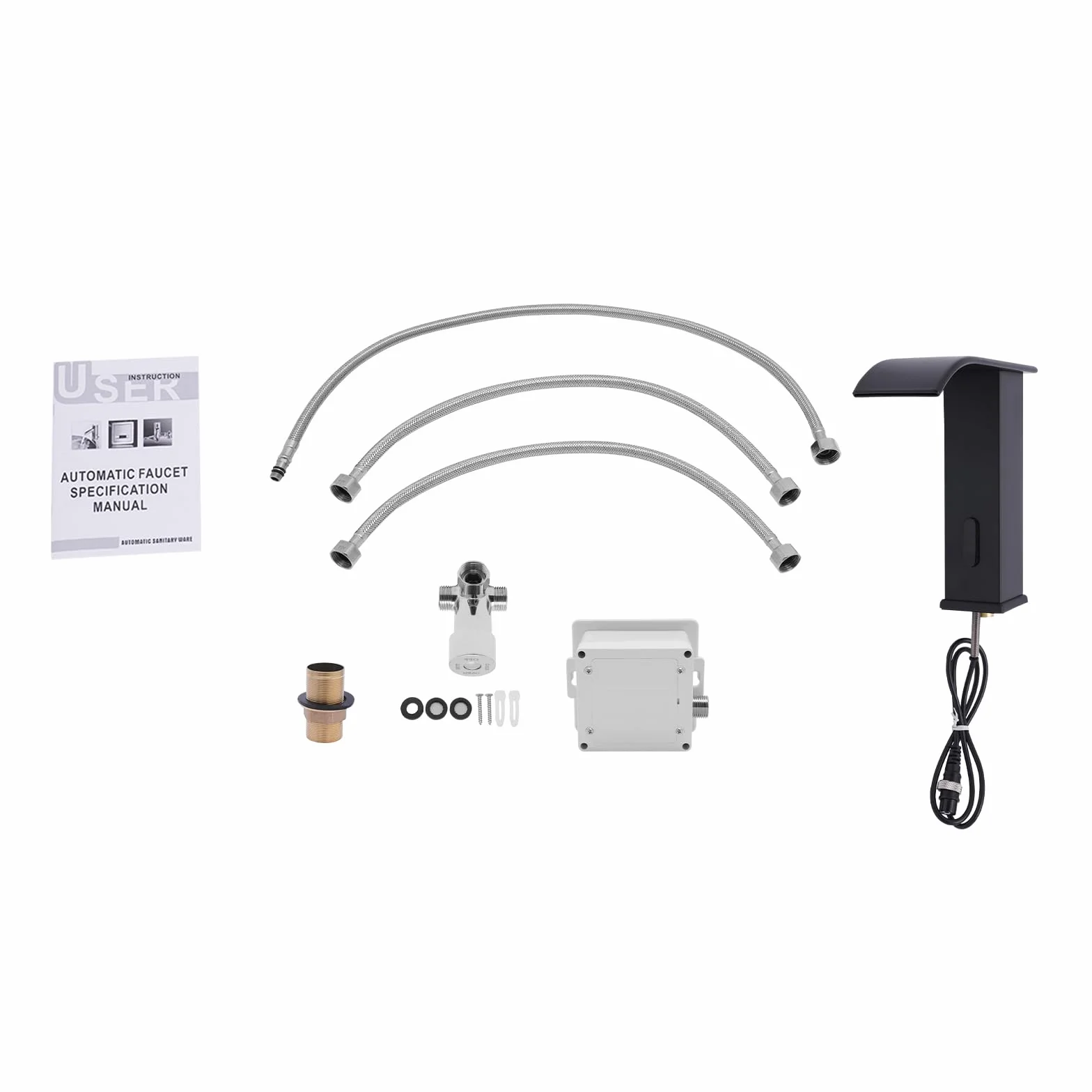 Rubinetto Automatico con Sensore a Infrarossi per Lavabo Bagno, Miscelatore Caldo/Freddo, Rilevamento 5cm, 0-80°C