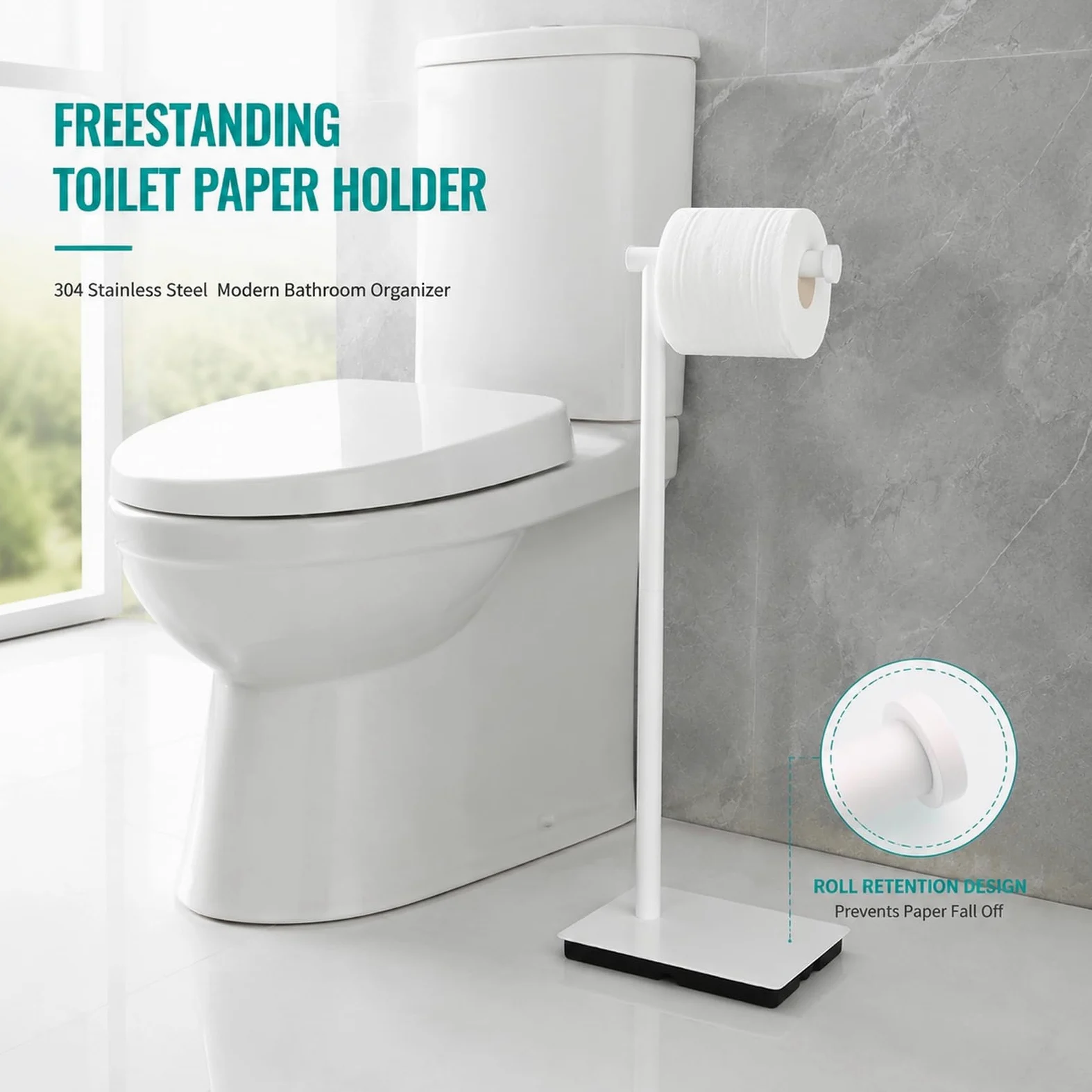 Portarotolo da Terra, Portarotolo con Base Rettangolare | Portarotolo E Contenitore Per Carta Igienica in Acciaio Inox 304 Per Bagno