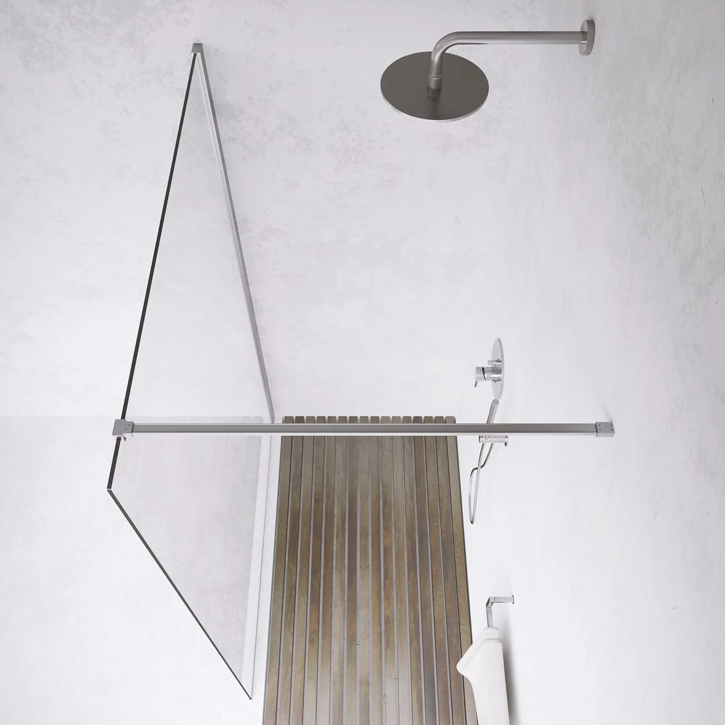 Box Doccia Walk-in 120cm Altezza 200cm Vetro Temperato Trasparente 8mm Anticalcare Lazaros