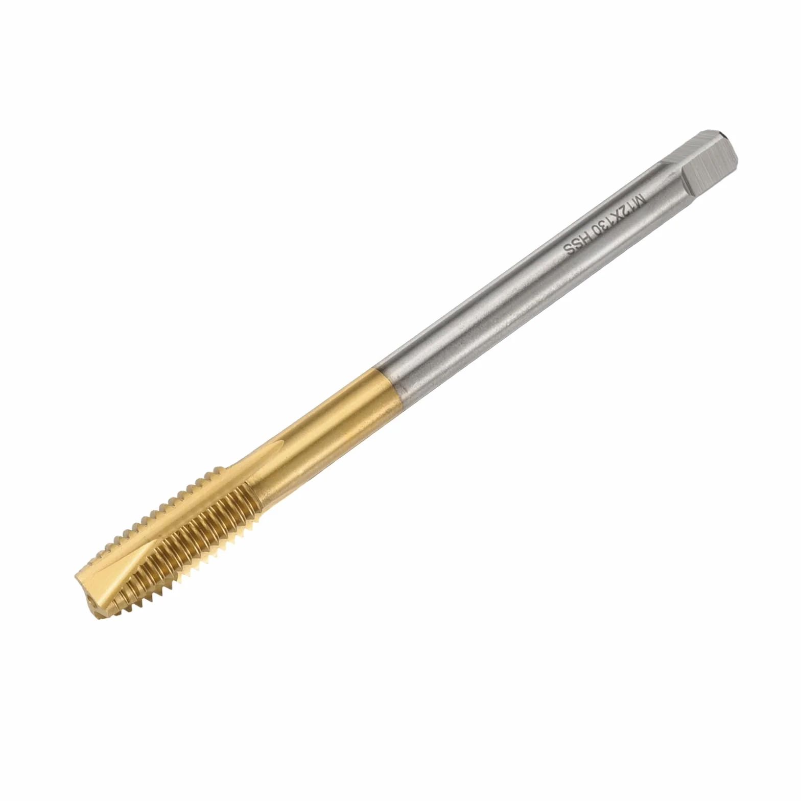 QUARKZMAN M12 x 1.75 H2 Metric Spiral Point Thread Tap, 130mm Extra Long Titanium Coated High Speed Steel Tapping Tool