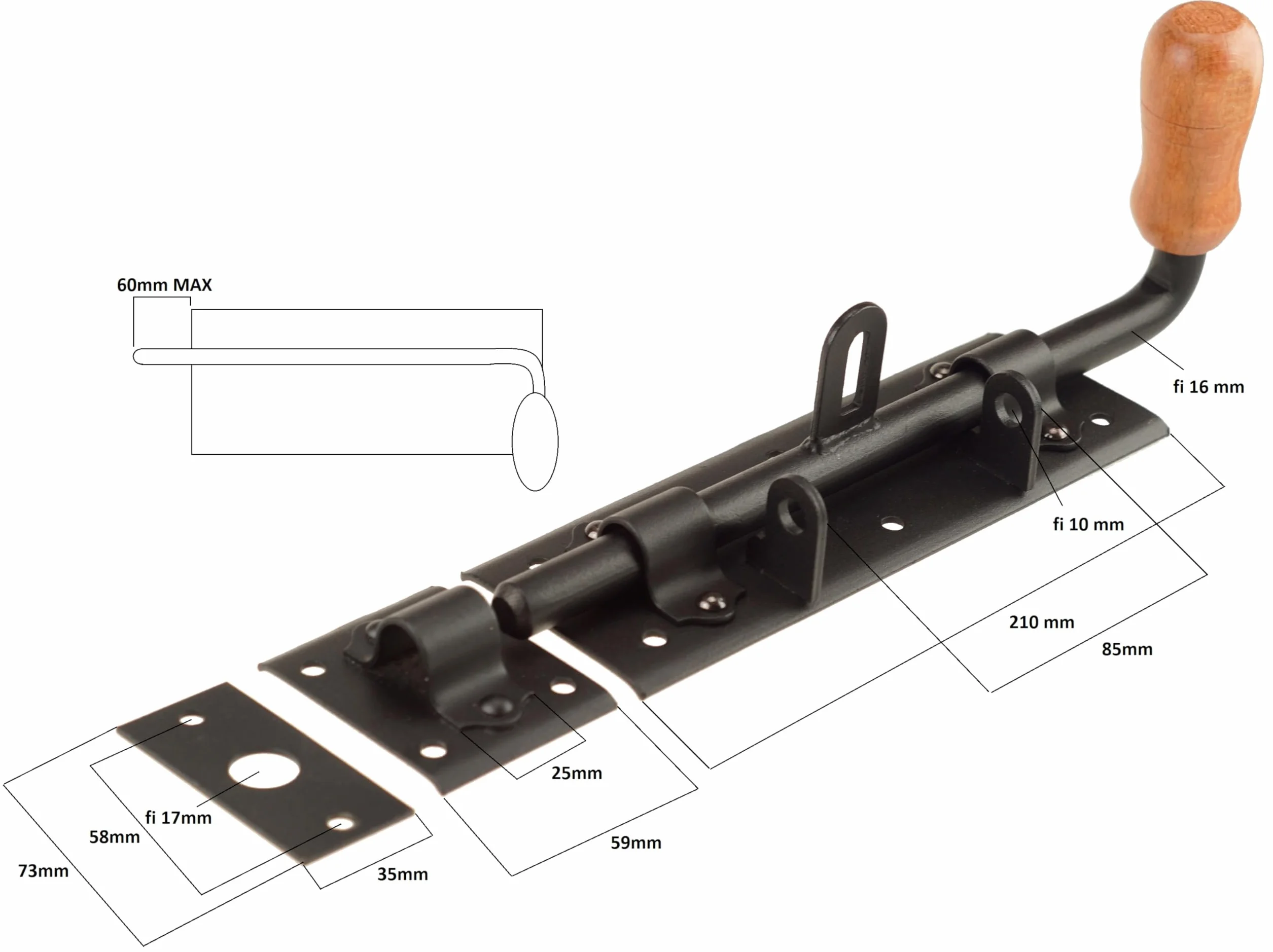 Catenacci per cancelli, 2 pezzi x 280 mm, neri, catenaccio per porta, serratura per porta, catenaccio, catenaccio per cancello da giardino