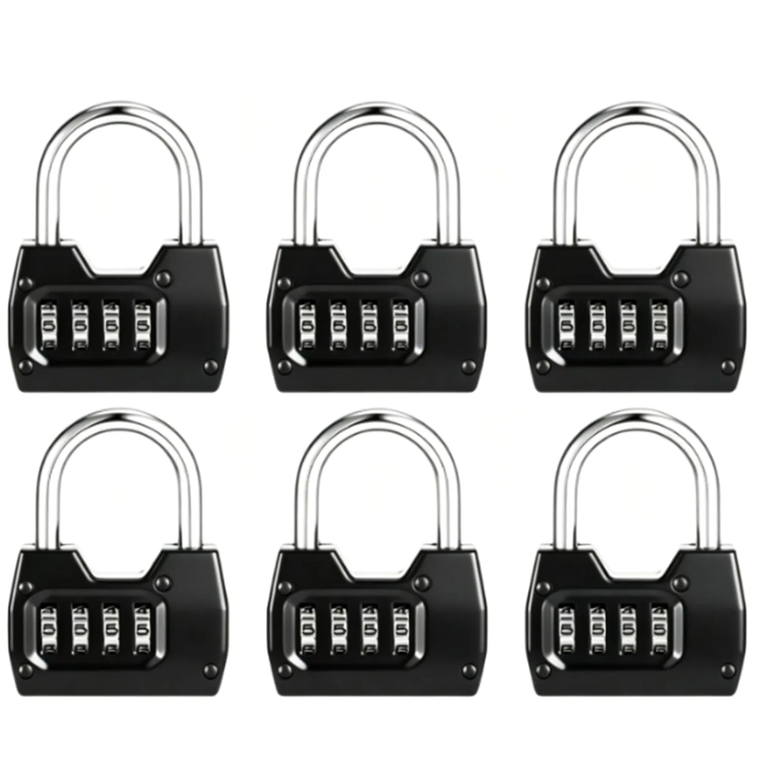 Luocute Lucchetto con Combinazione a 4 Cifre 6 Pezzi, Resistente All'acqua (6 pacchi)
