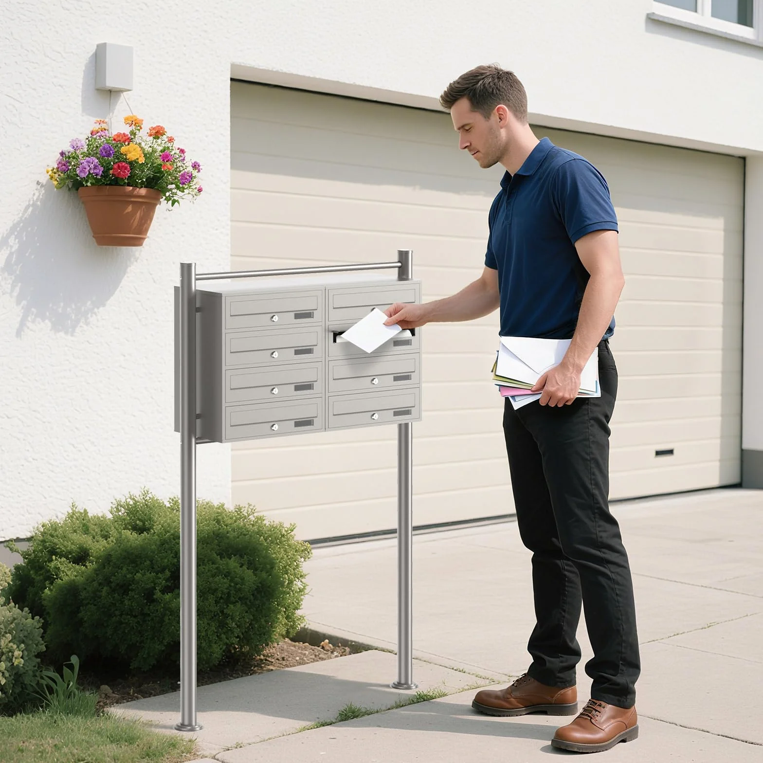 Wiltec Cassetta postale condominiale autoportante 8 posti acciaio inox 945x270x1500 mm 2 moduli