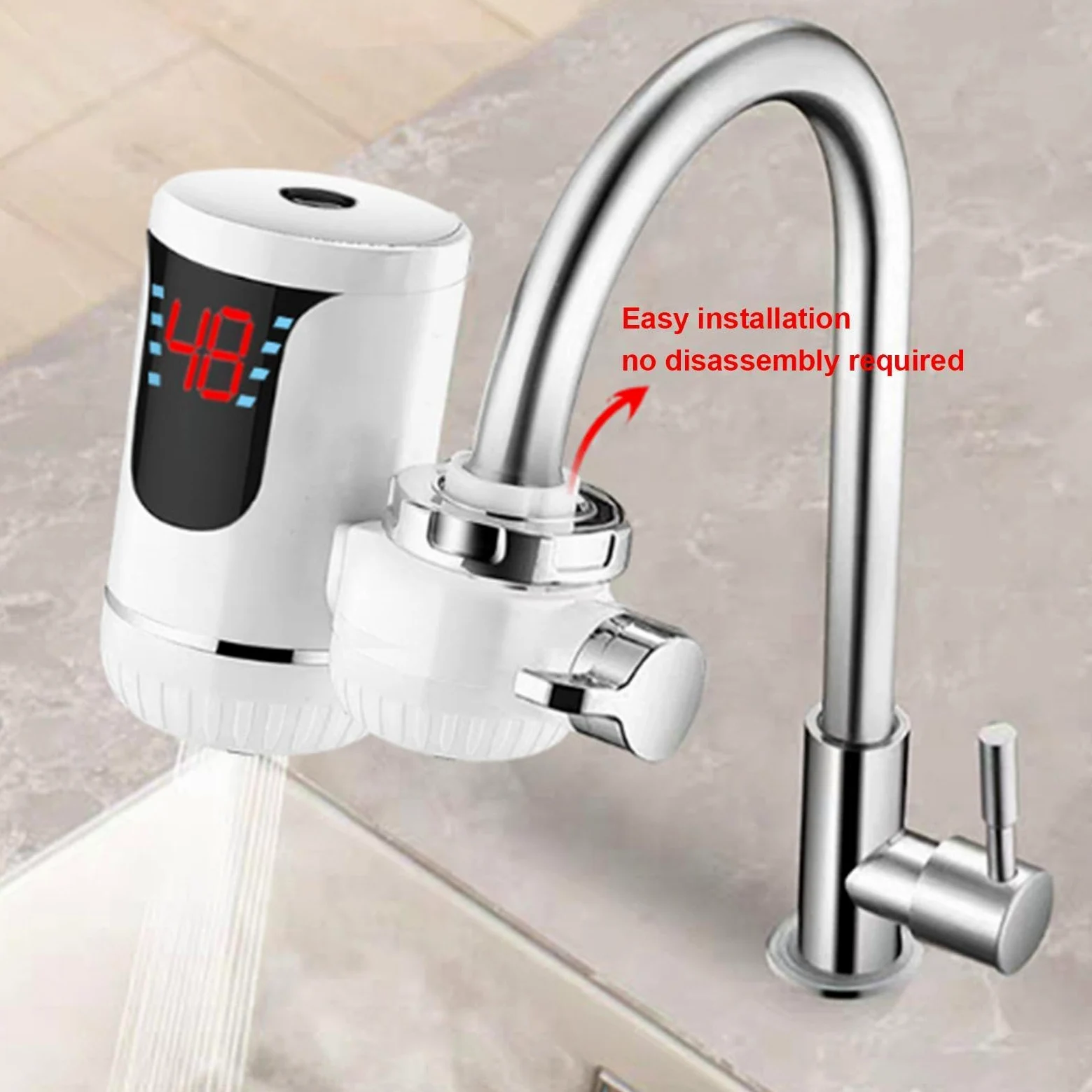 Parti riscaldanti rotanti del rubinetto dell'acqua calda istantaneo Fixat | Rubinetto elettrico impermeabile per lavandino, per cucina, casa, bagno, hotel, appartamento, elettrico B