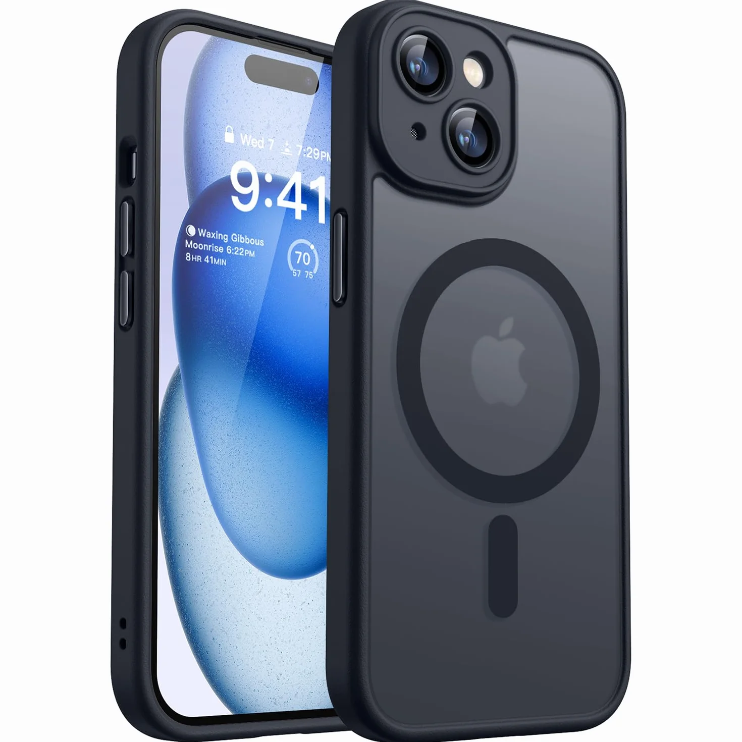 CANSHN Cover Magnetica per iPhone 15, Compatibile con MagSafe, [Protezione Completa Della Fotocamera], Custodia Traslucida Opaca Protettiva Sottile Antiurto 6,1 Pollici - Nero